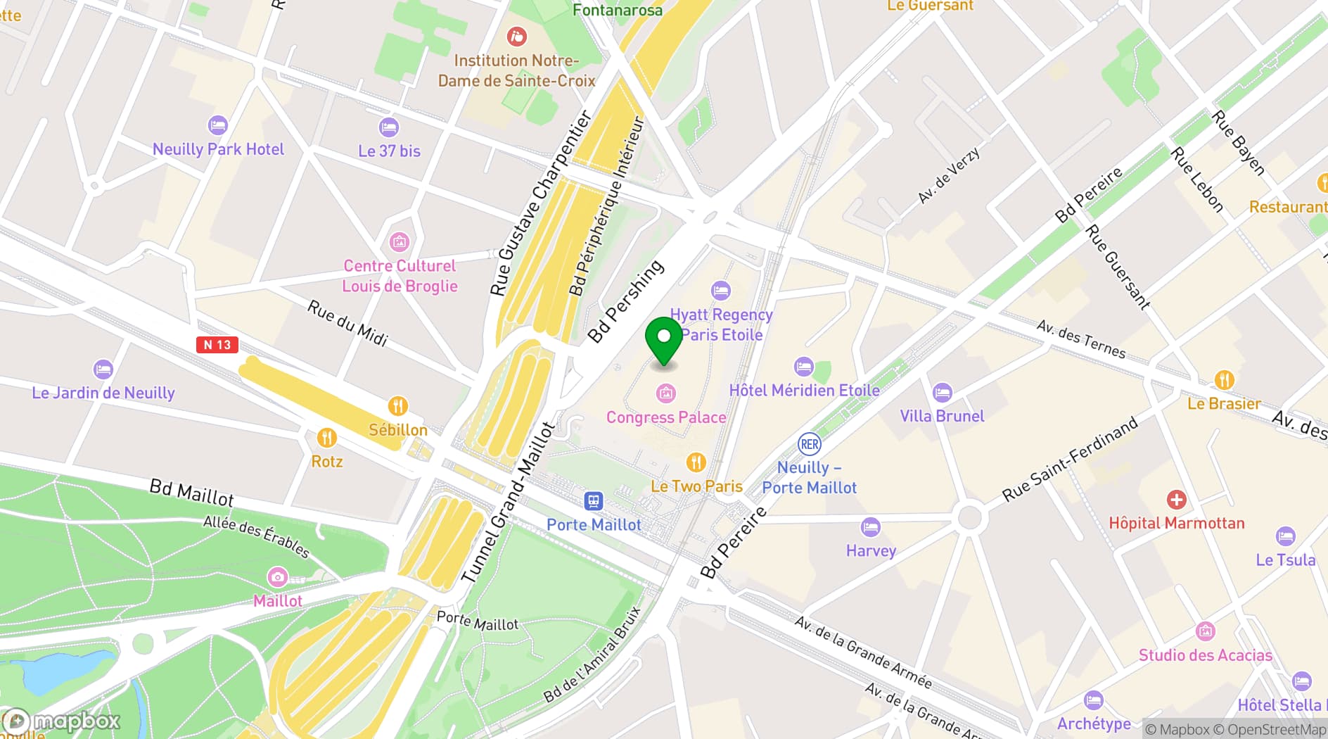 Map showing Palais des Congrès de Paris