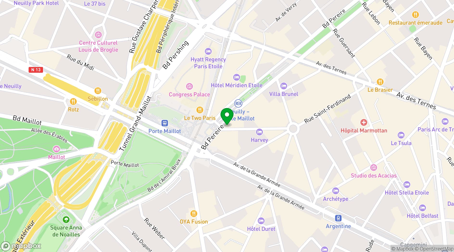 Map showing Le Relais de l'Entrecôte