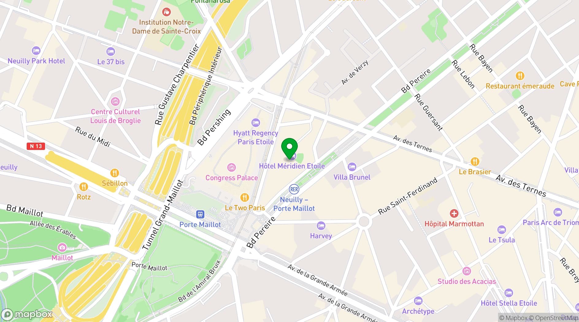Map showing Le Méridien Paris Arc De Triomphe