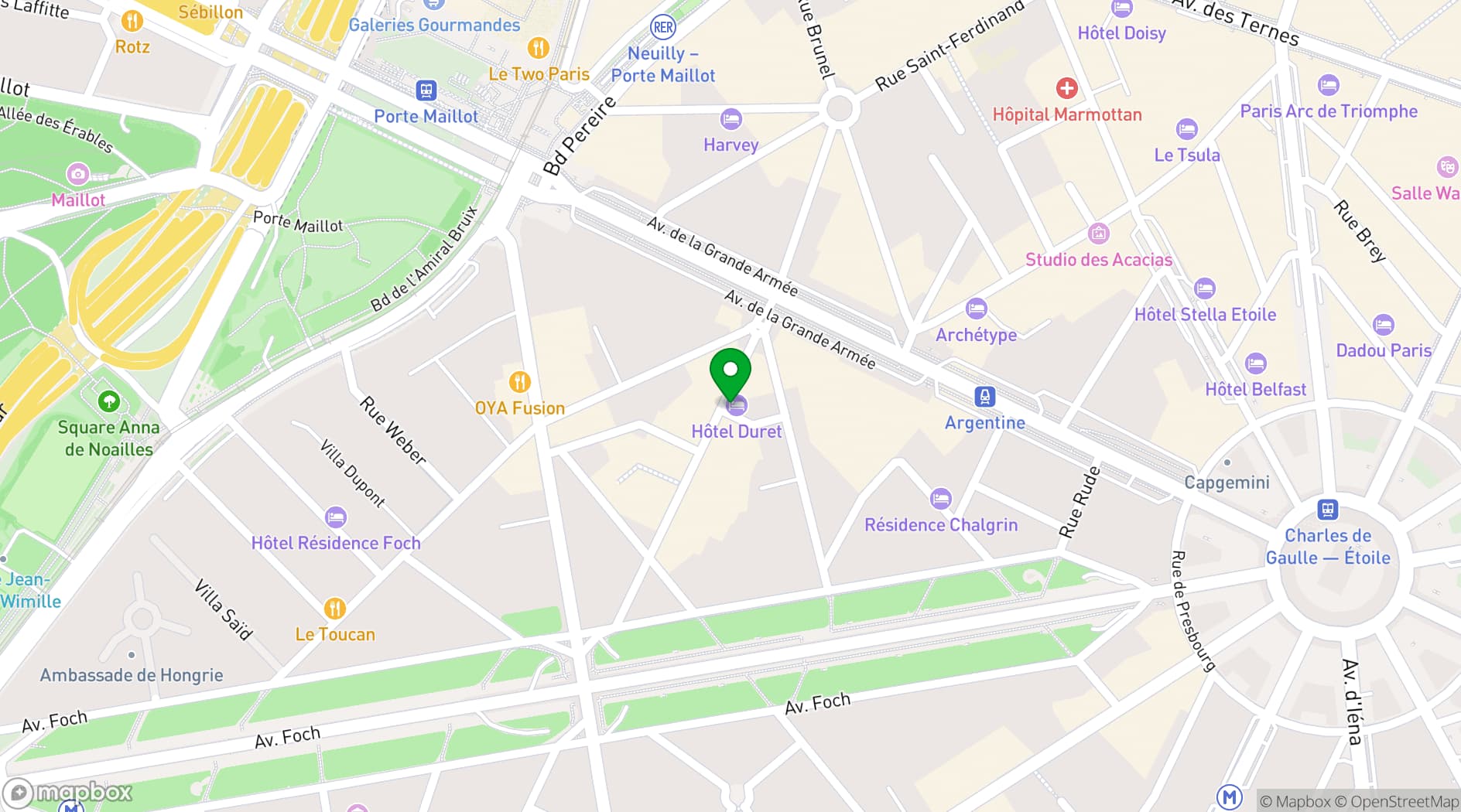Map showing Hôtel Duret