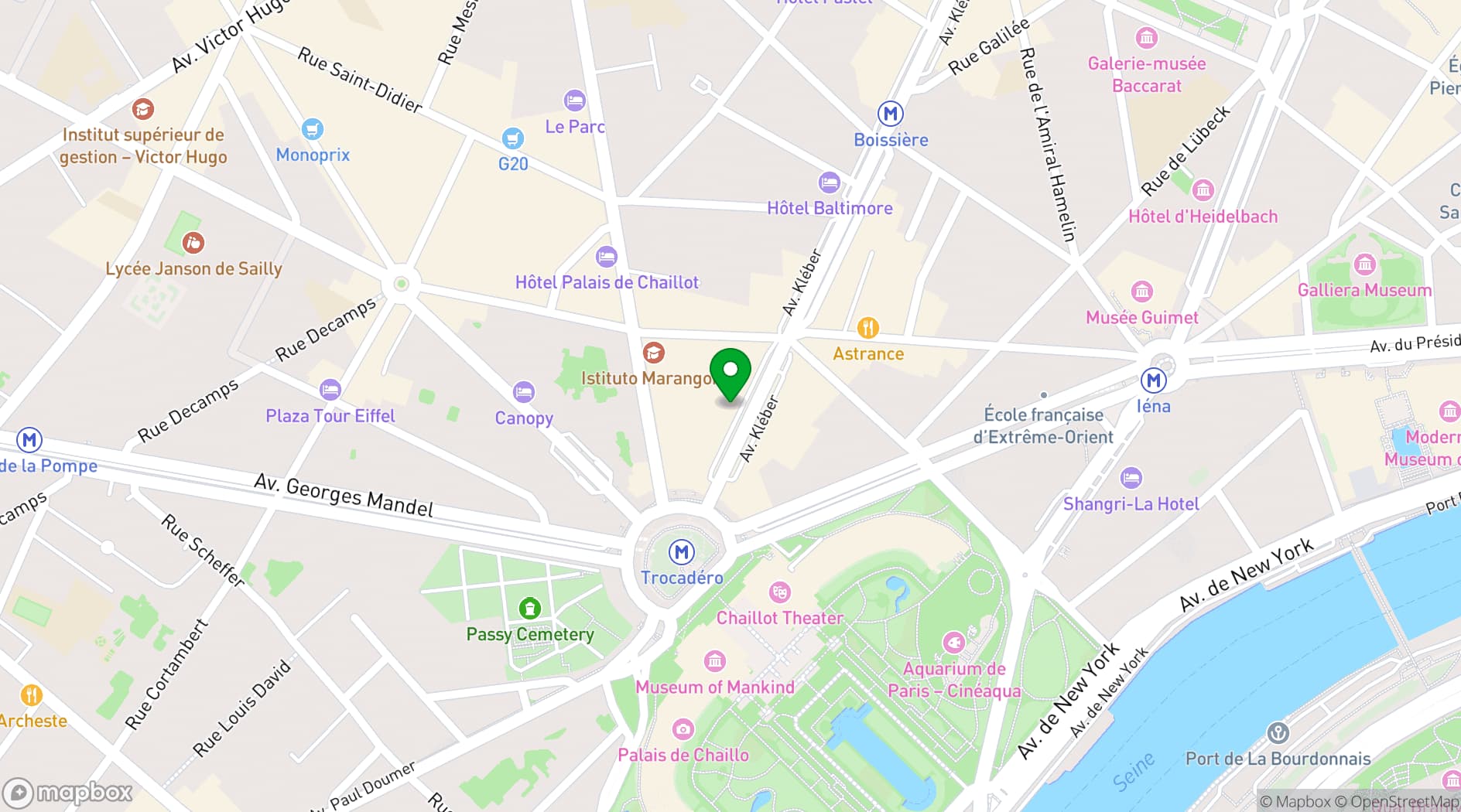 Map showing Paris Trocadéro