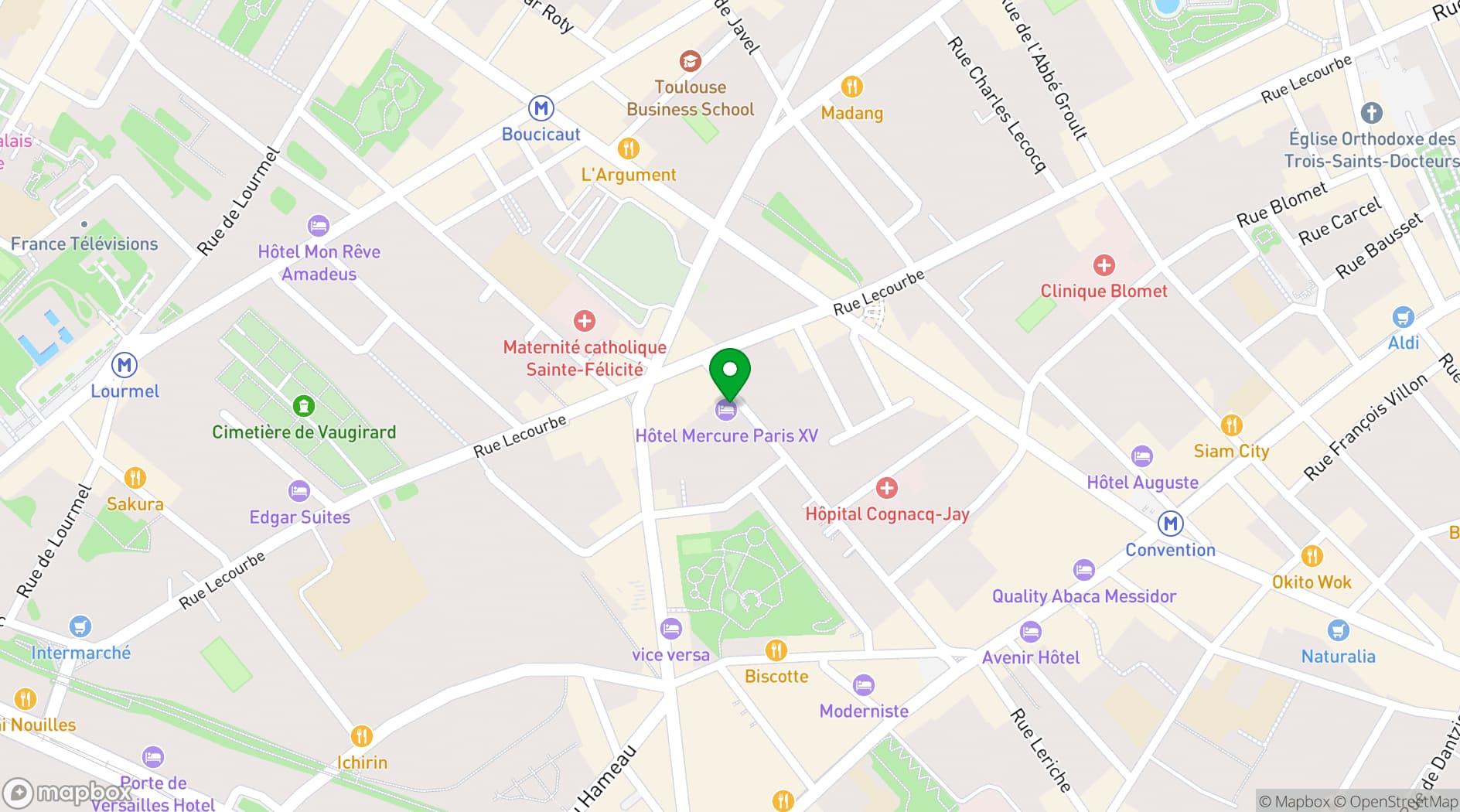 Map showing Hôtel Mercure Paris Vaugirard Porte de Versailles