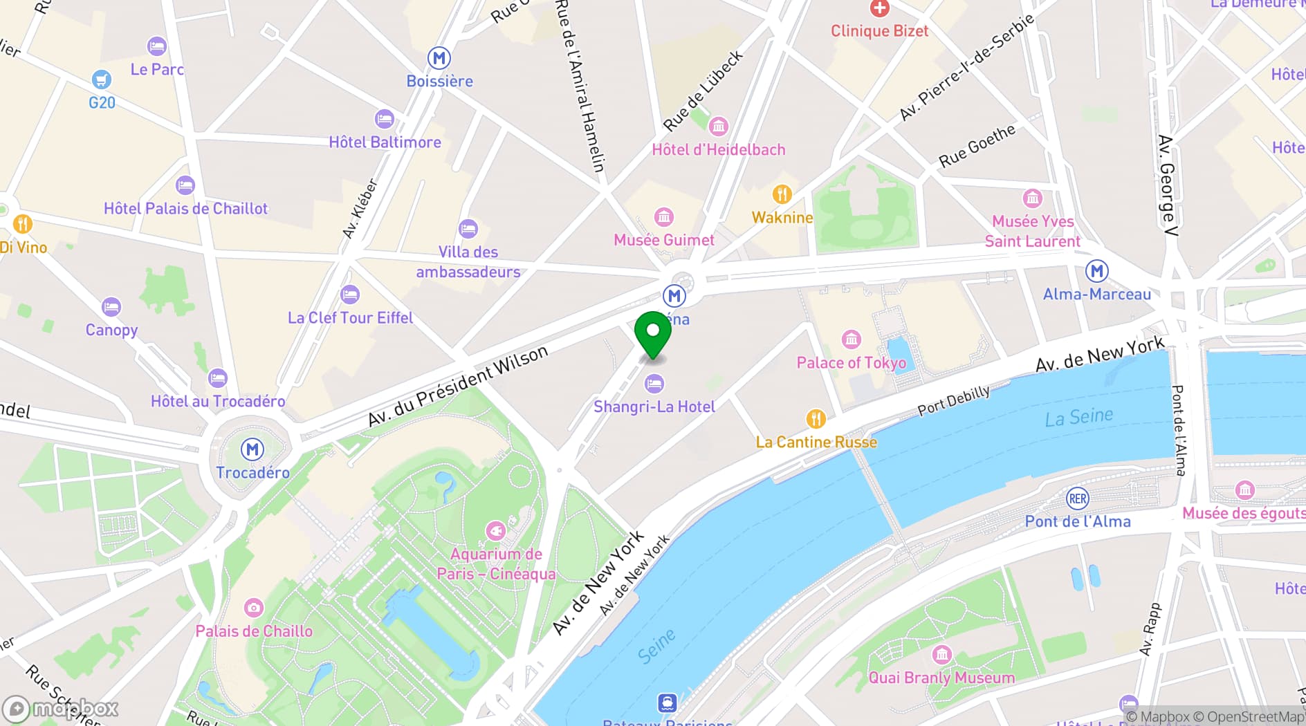 Map showing Shangri-La Paris