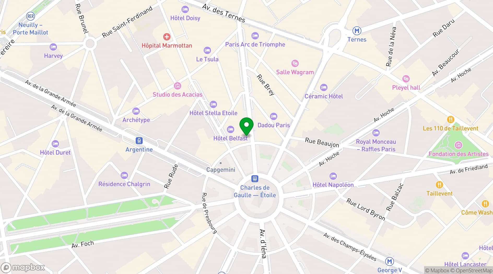 Map showing Maison Albar - Le Champs-Elysées