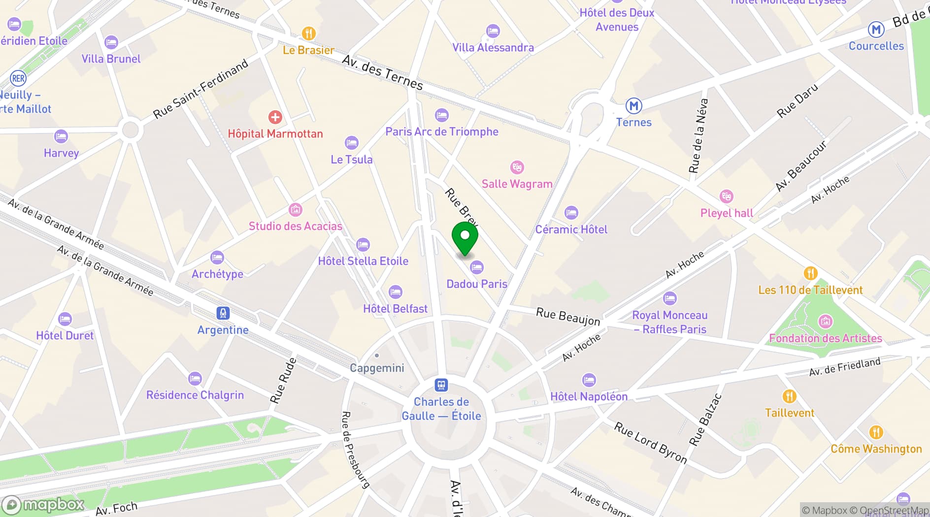 Map showing Club de l'Étoile