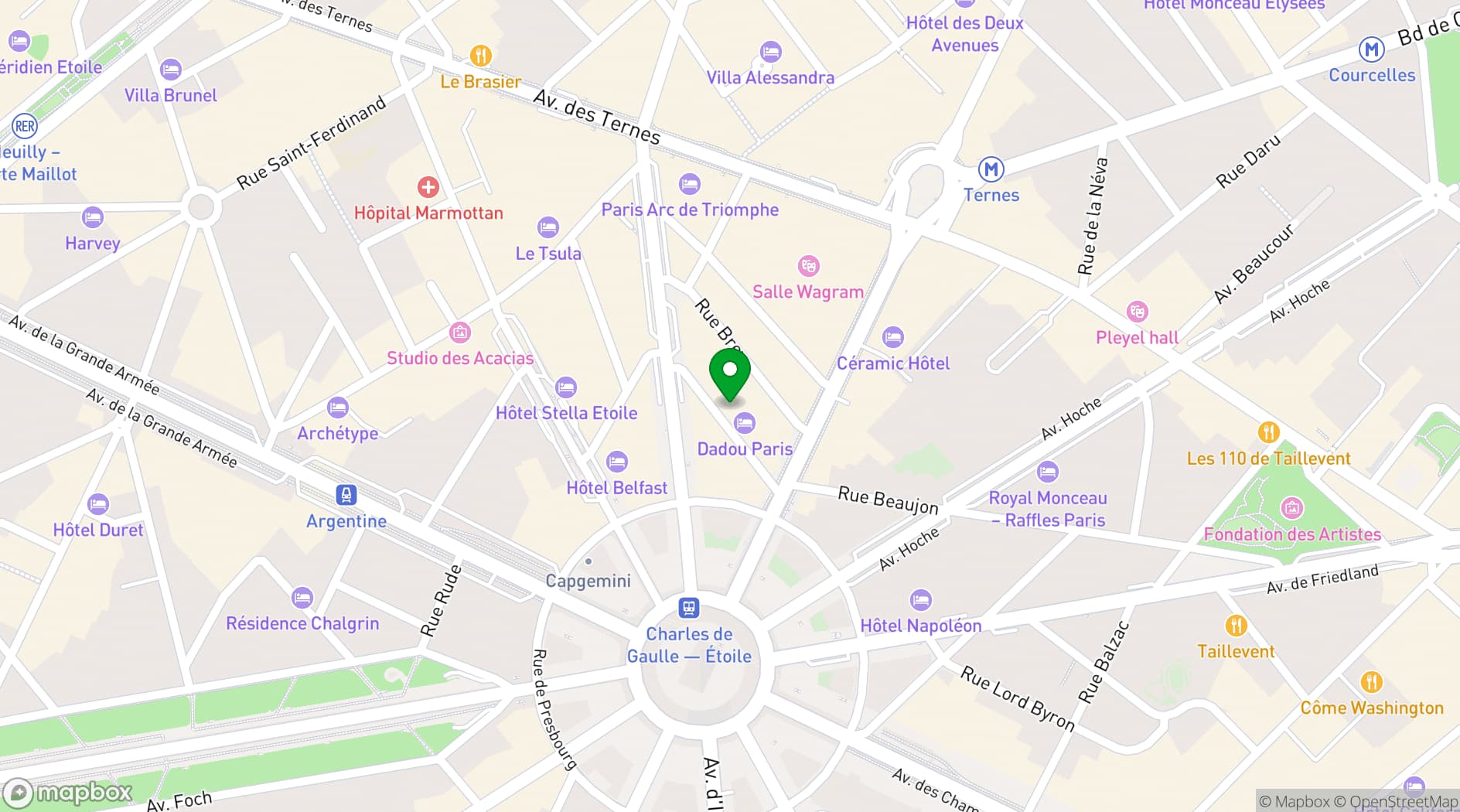 Map showing Club de l’Étoile