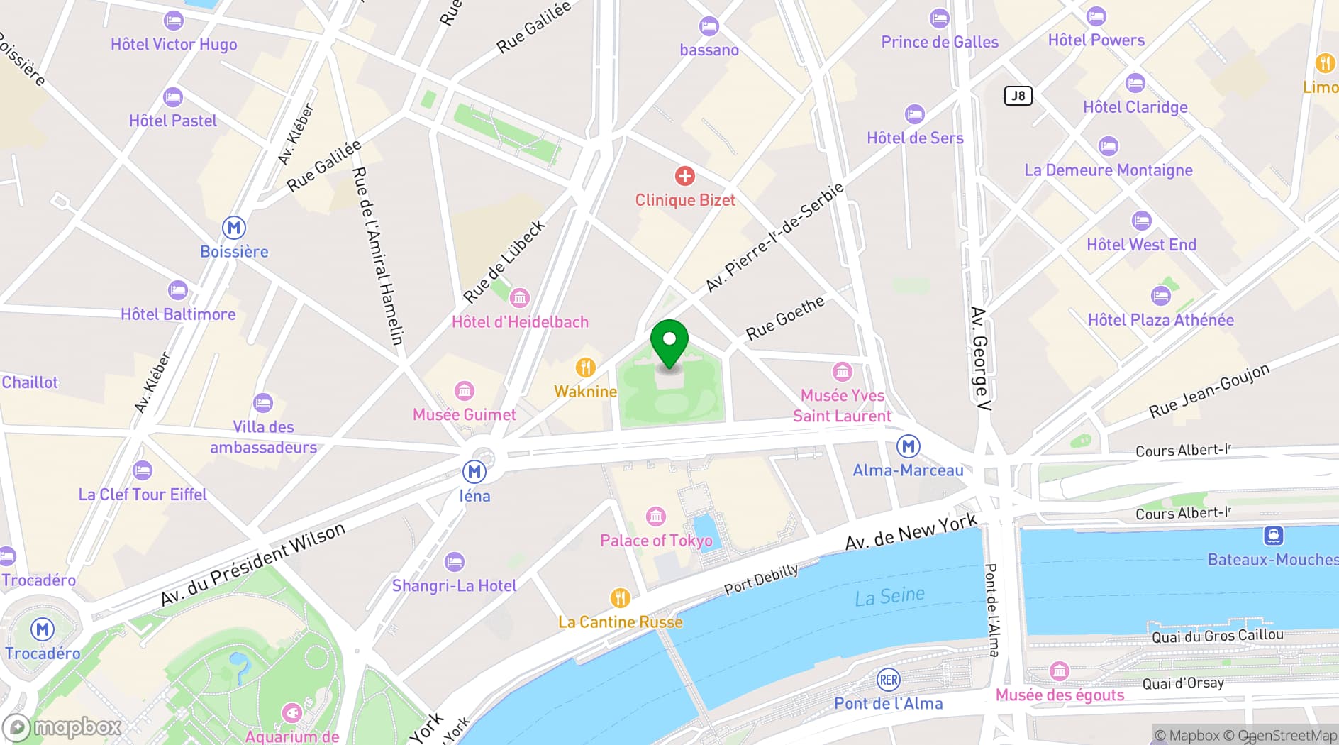 Map showing Palais Galliera