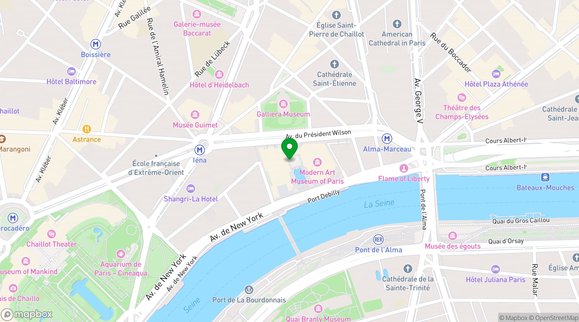 Map showing Palais de Tokyo