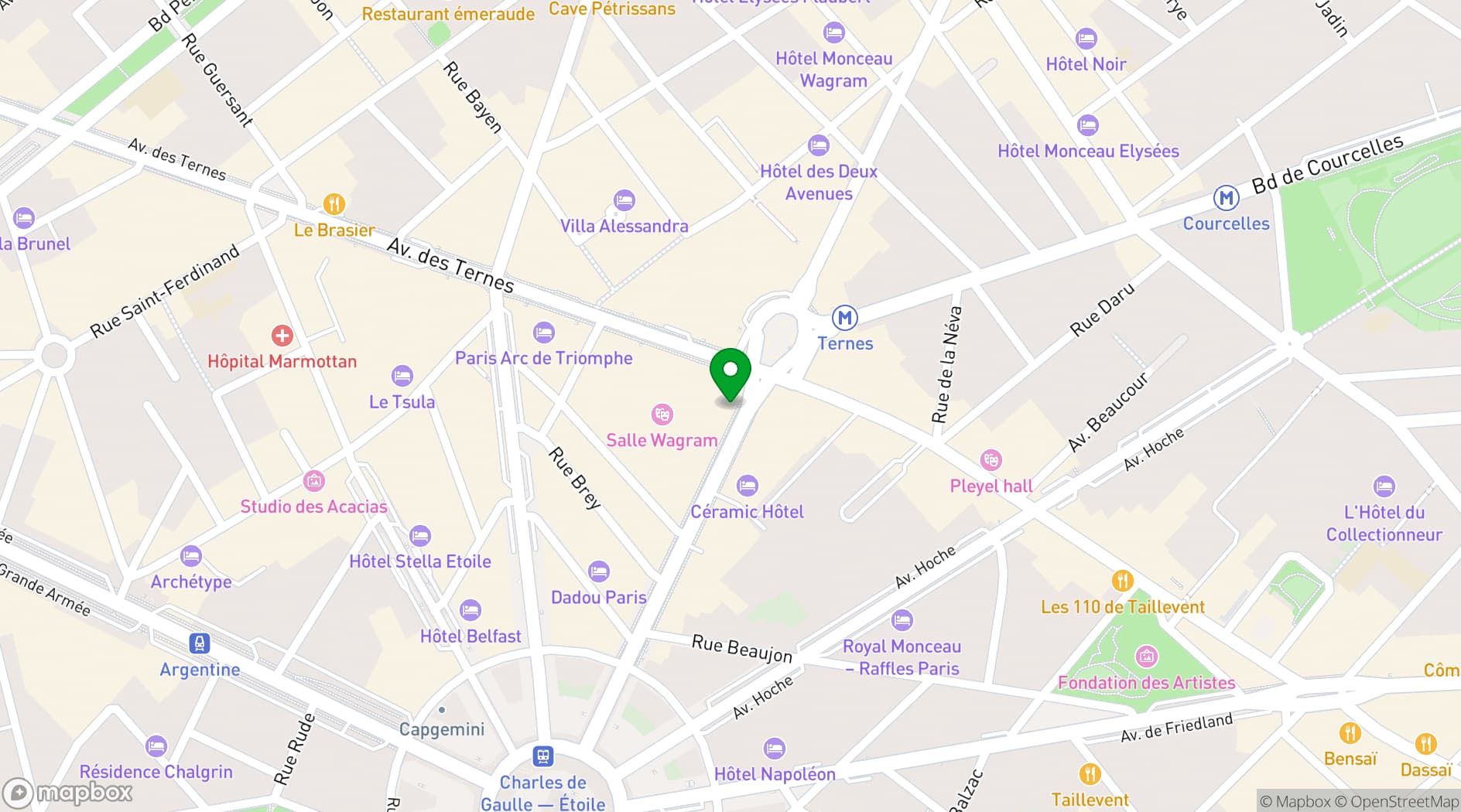 Map showing The Wagram Pavillon