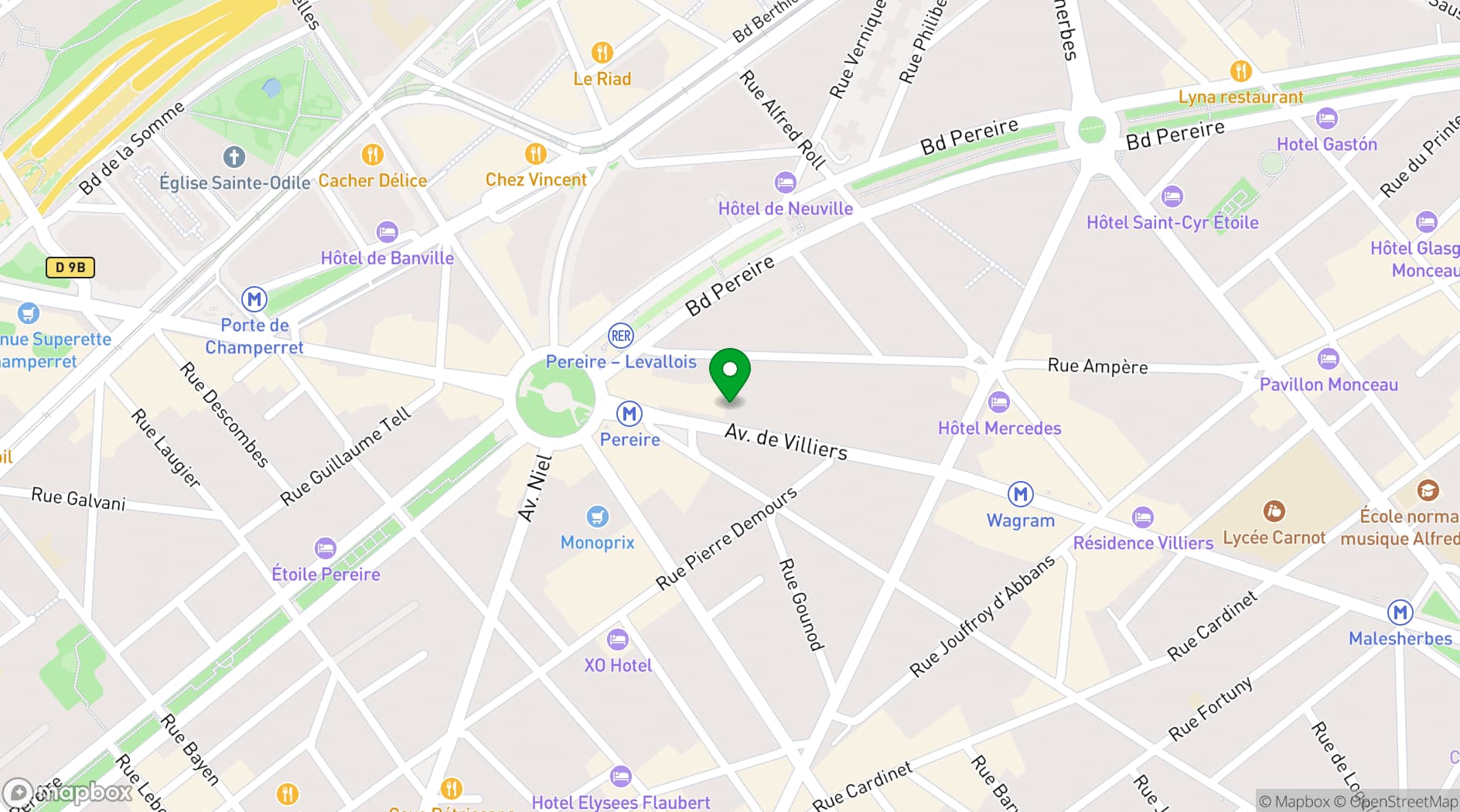 Map showing Hôtel Ampère
