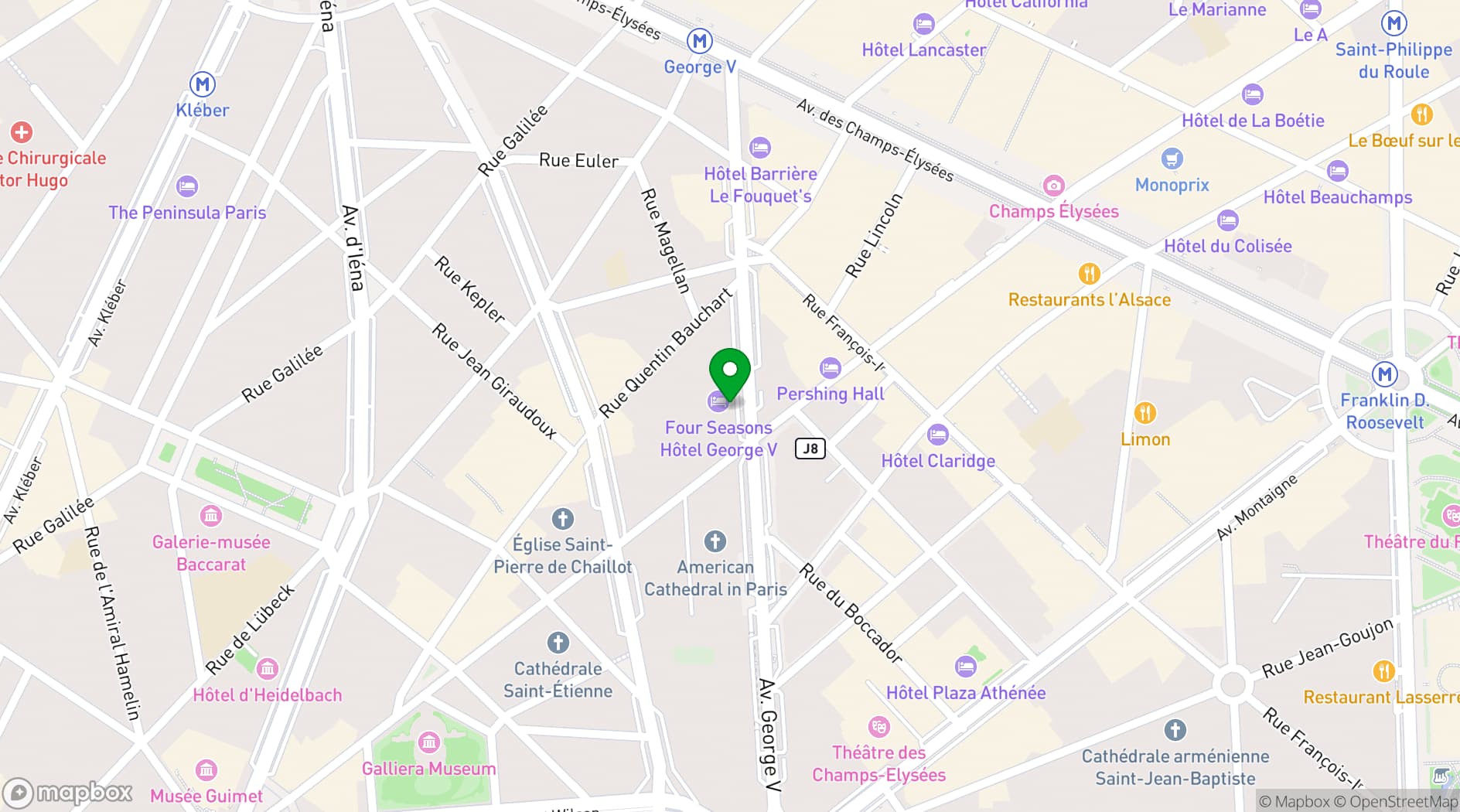 Map showing Four Seasons Hotel George V, Paris