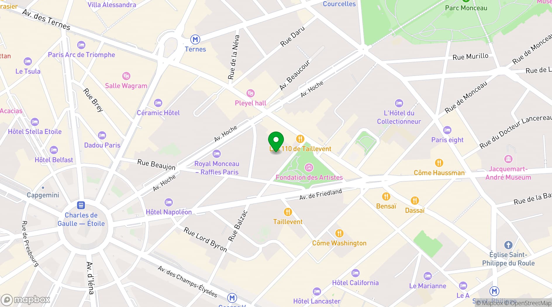 Map showing Etoile Saint-Honoré