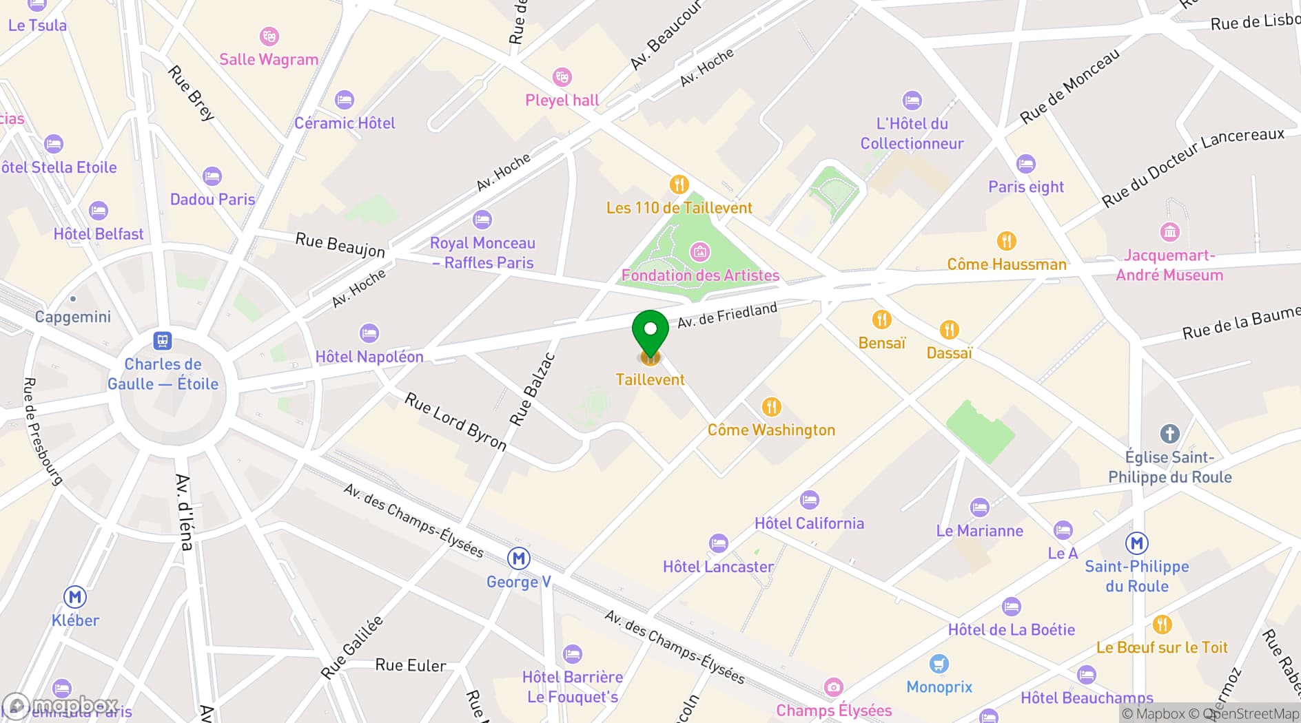 Map showing Restaurant Le Taillevent