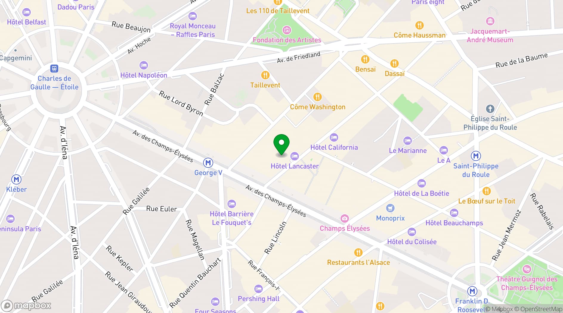 Map showing Warwick Paris