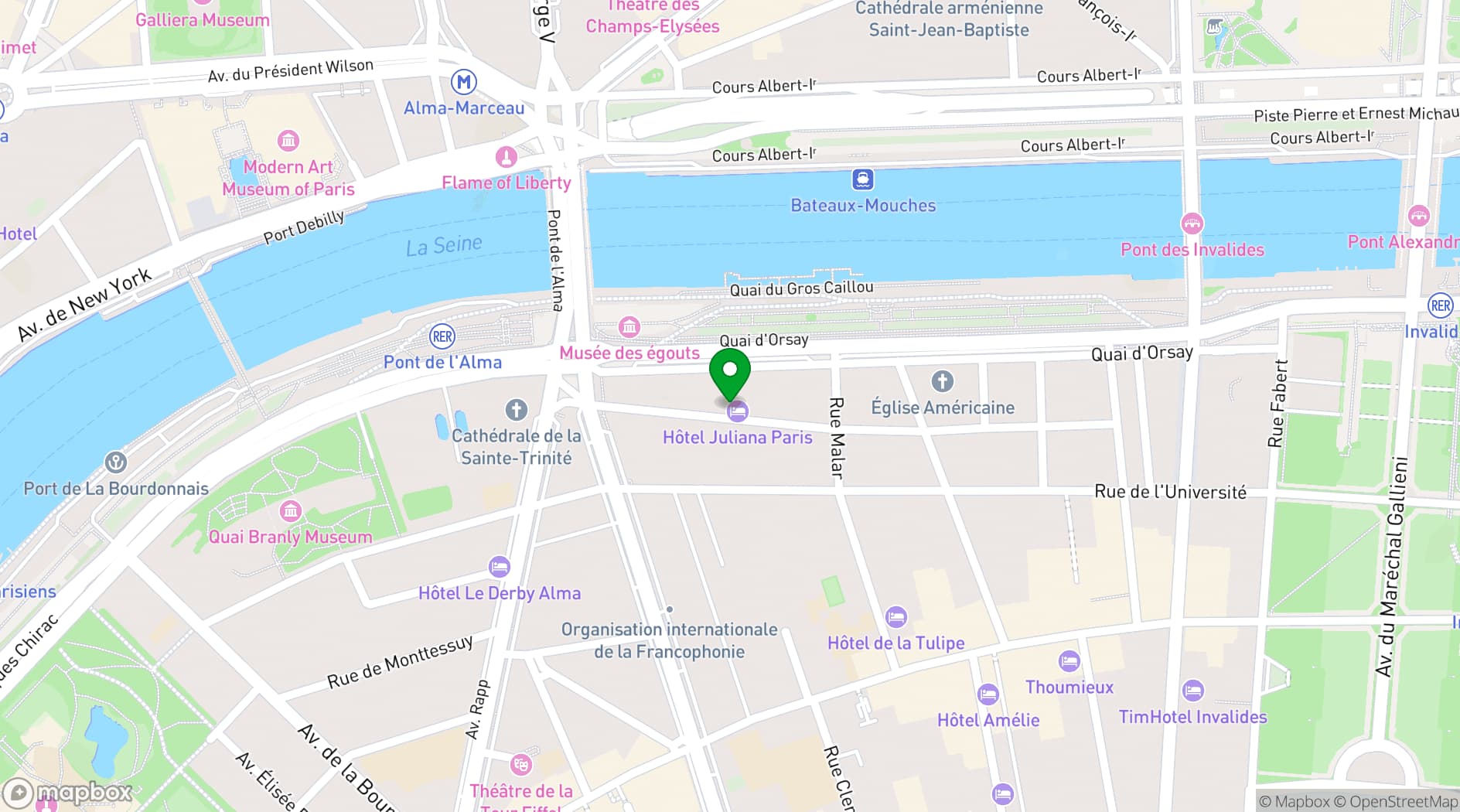 Map showing The One Alma Paris