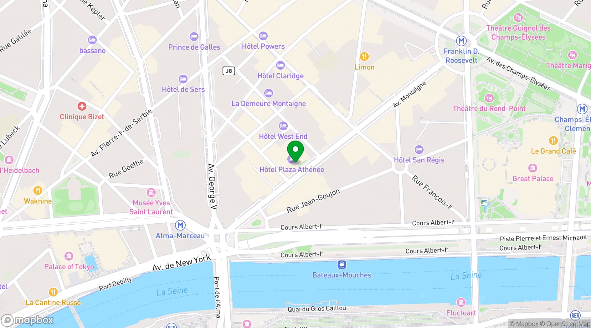 Map showing Hôtel Plaza Athénée
