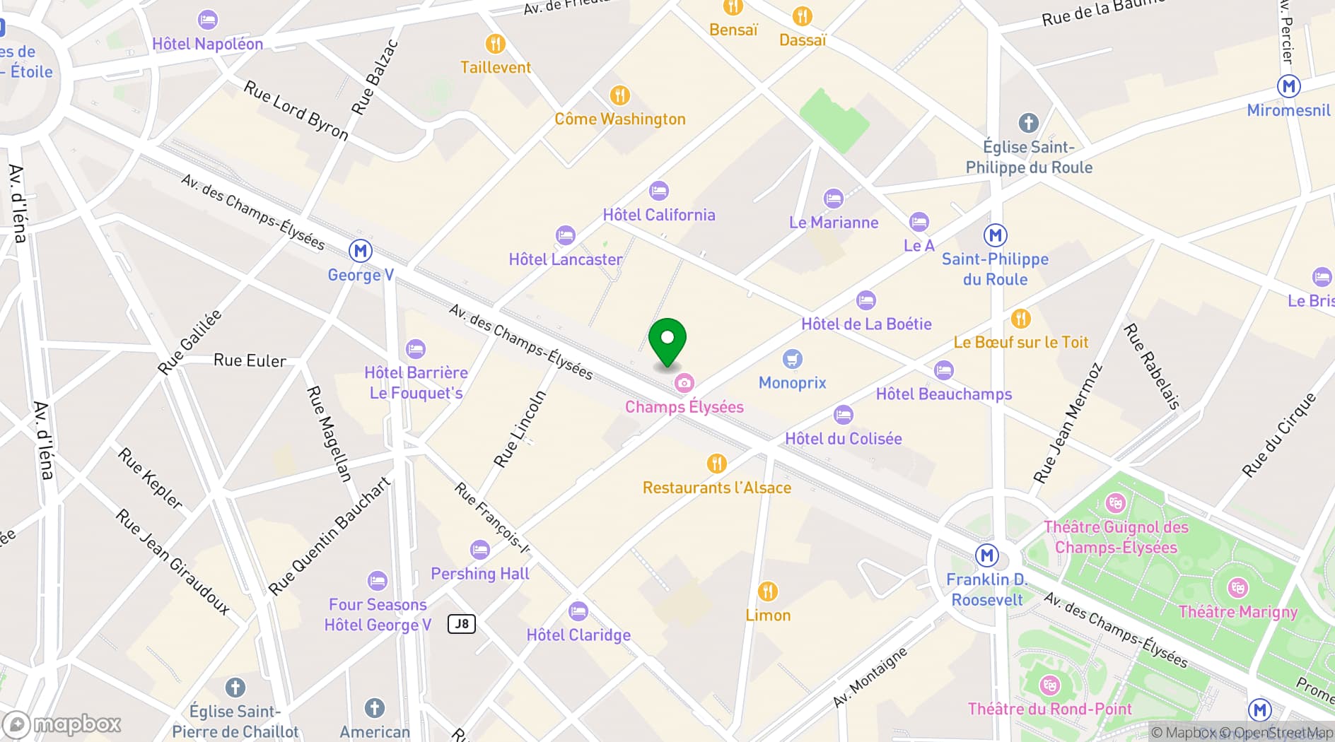 Map showing Terrasse Champs Elysees