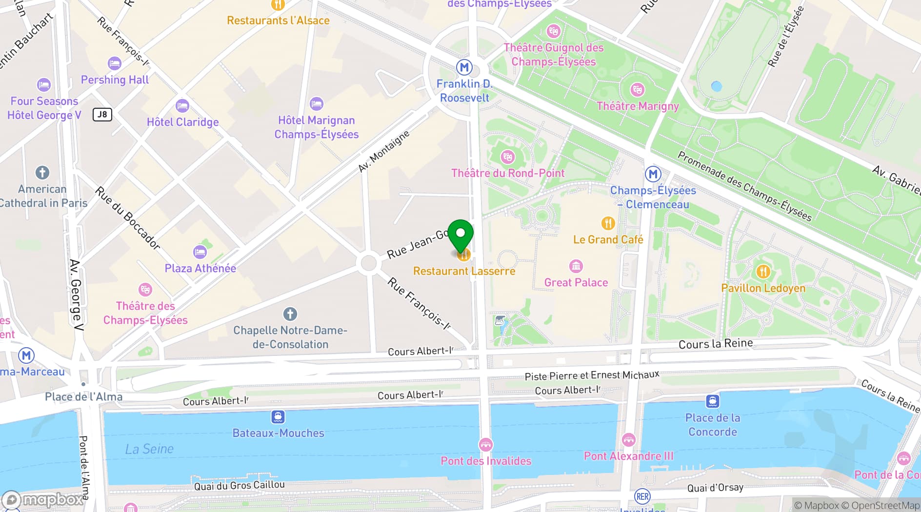 Map showing Restaurant Lasserre