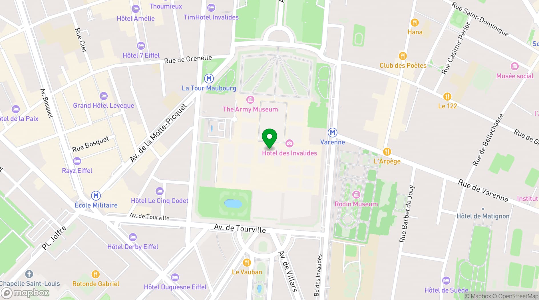Map showing Army Museum