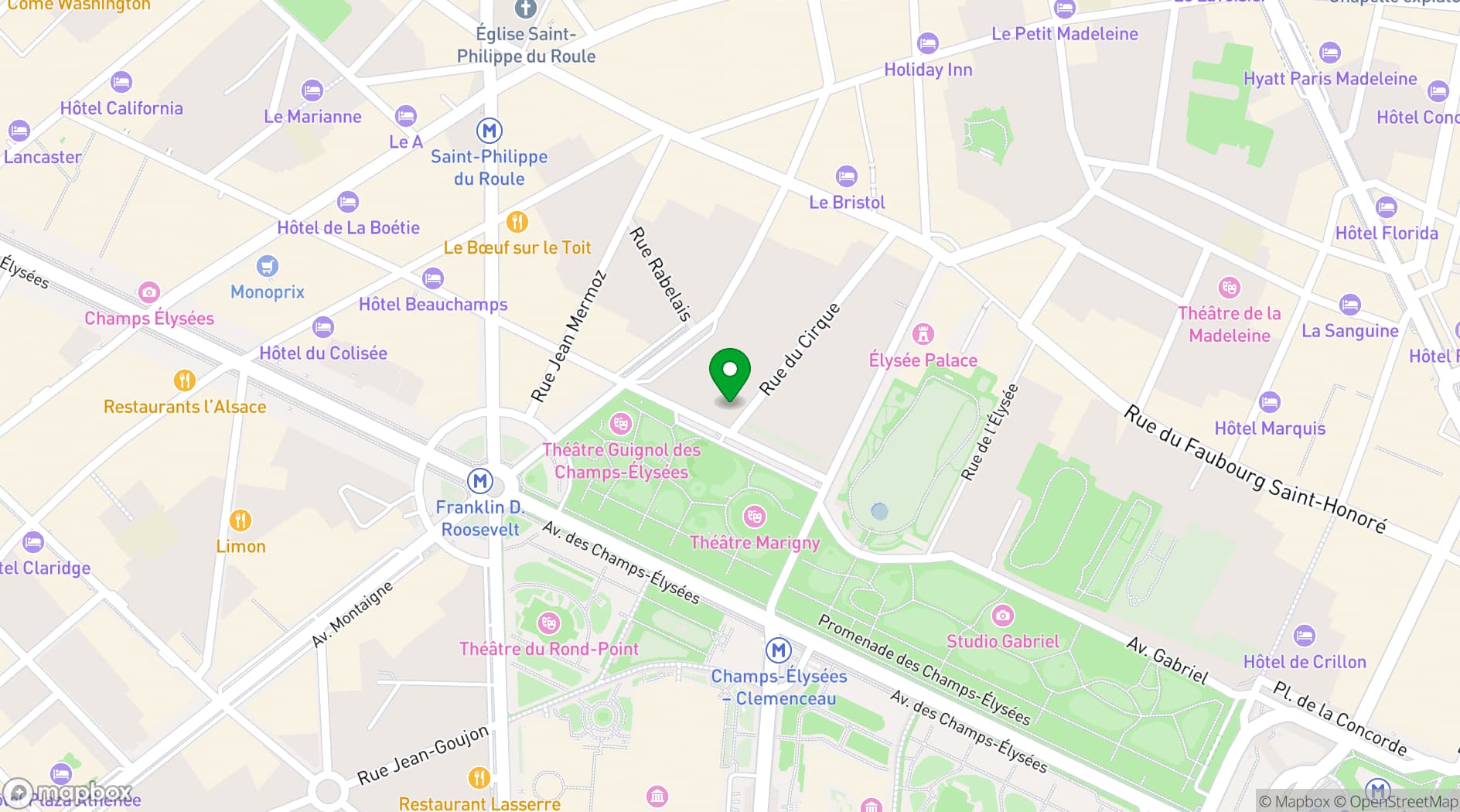 Map showing La Reserve Paris