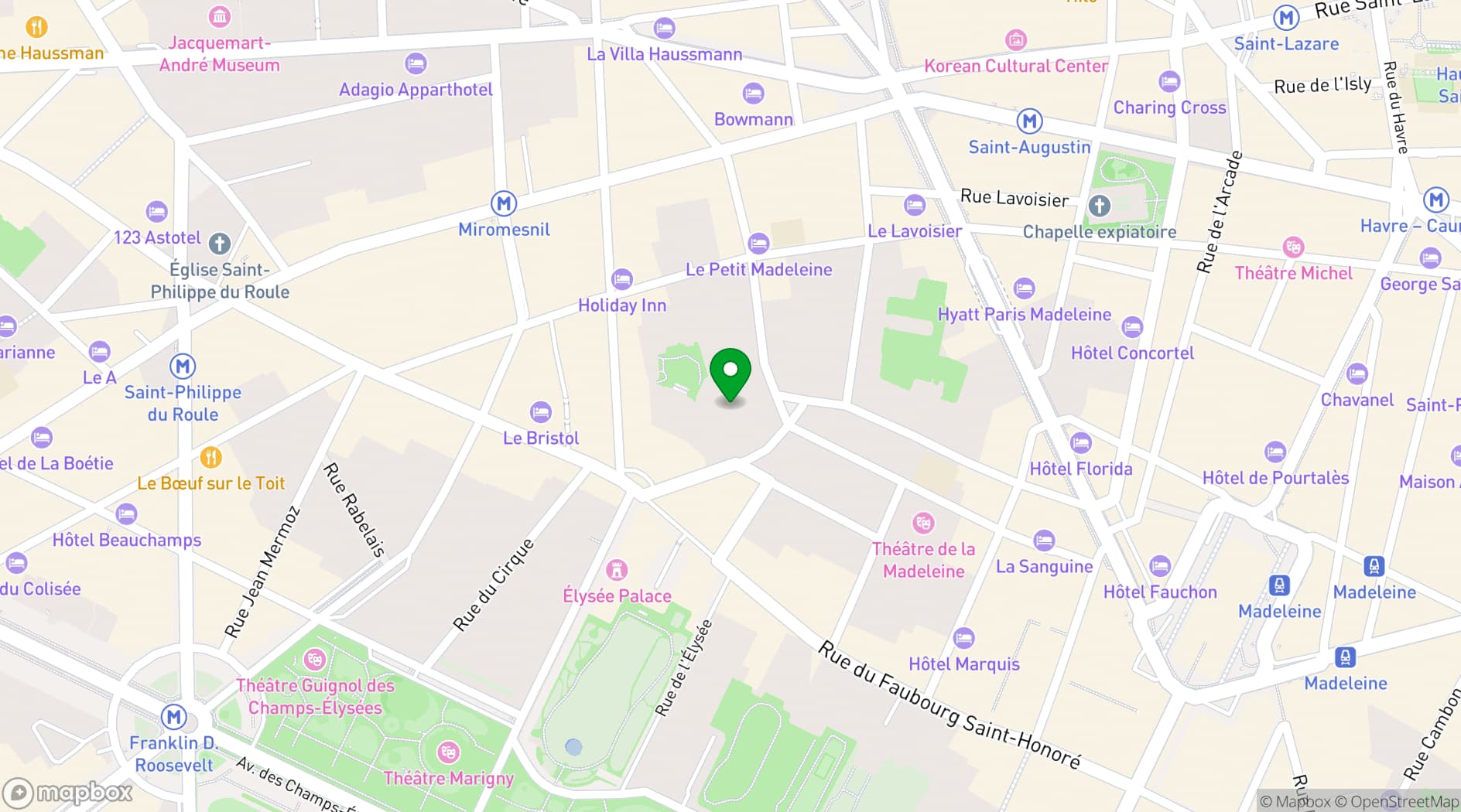 Map showing Hôtel Bedford Paris