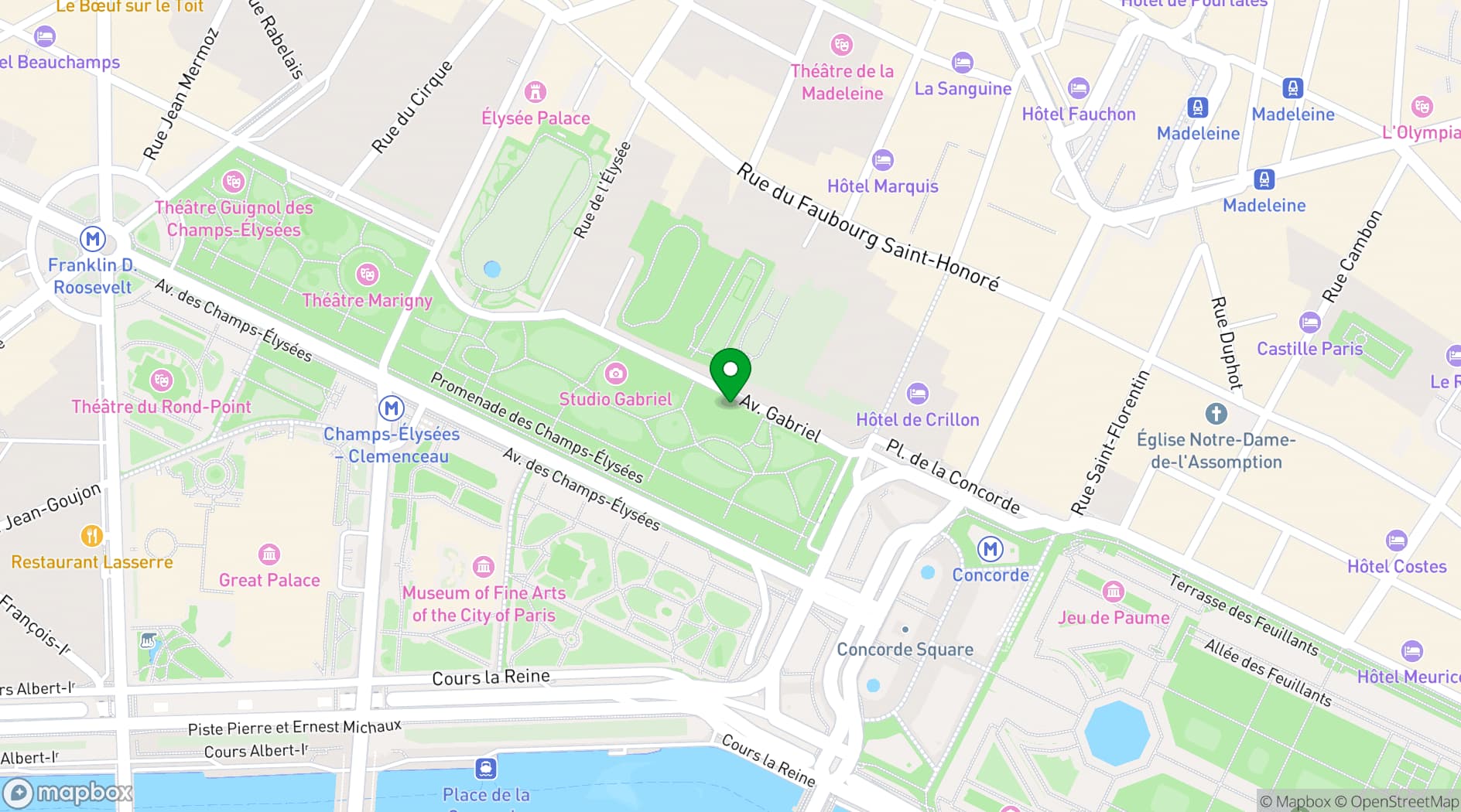 Map showing Espace Pierre Cardin