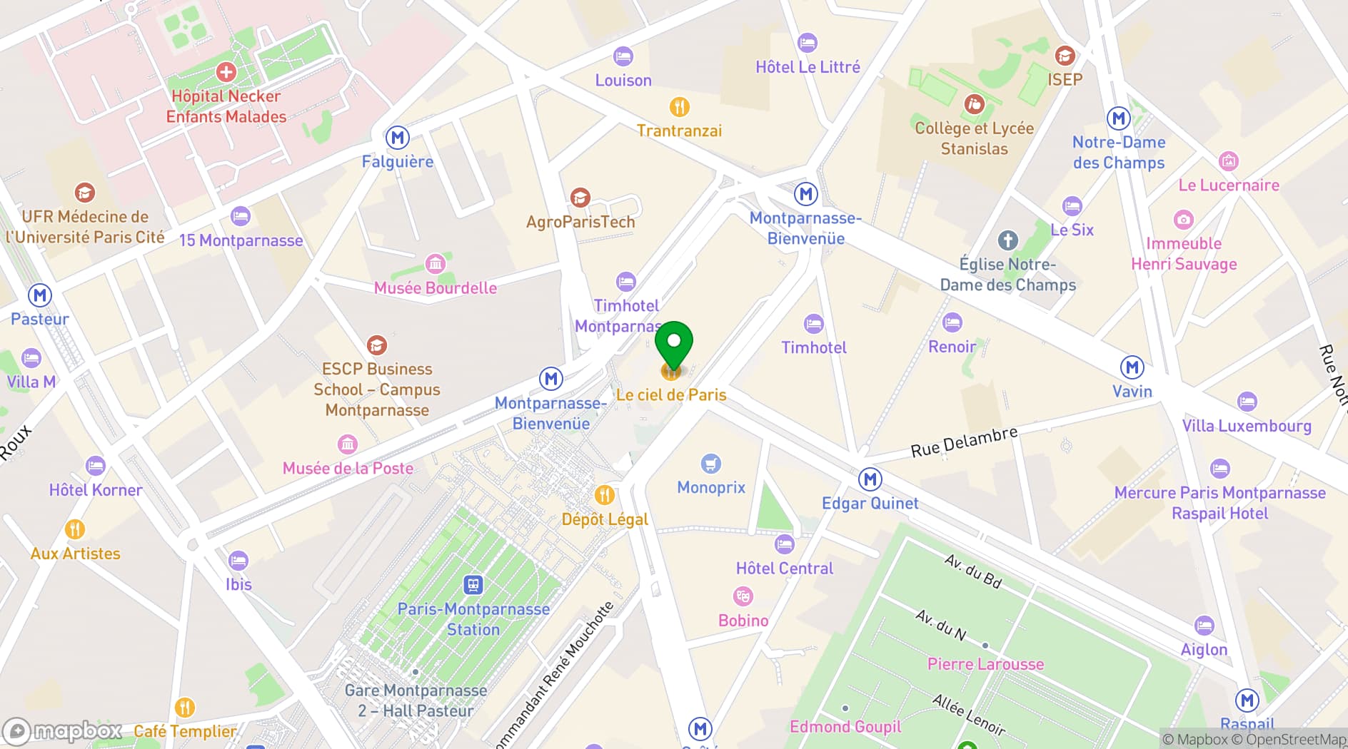 Map showing Ciel de Paris
