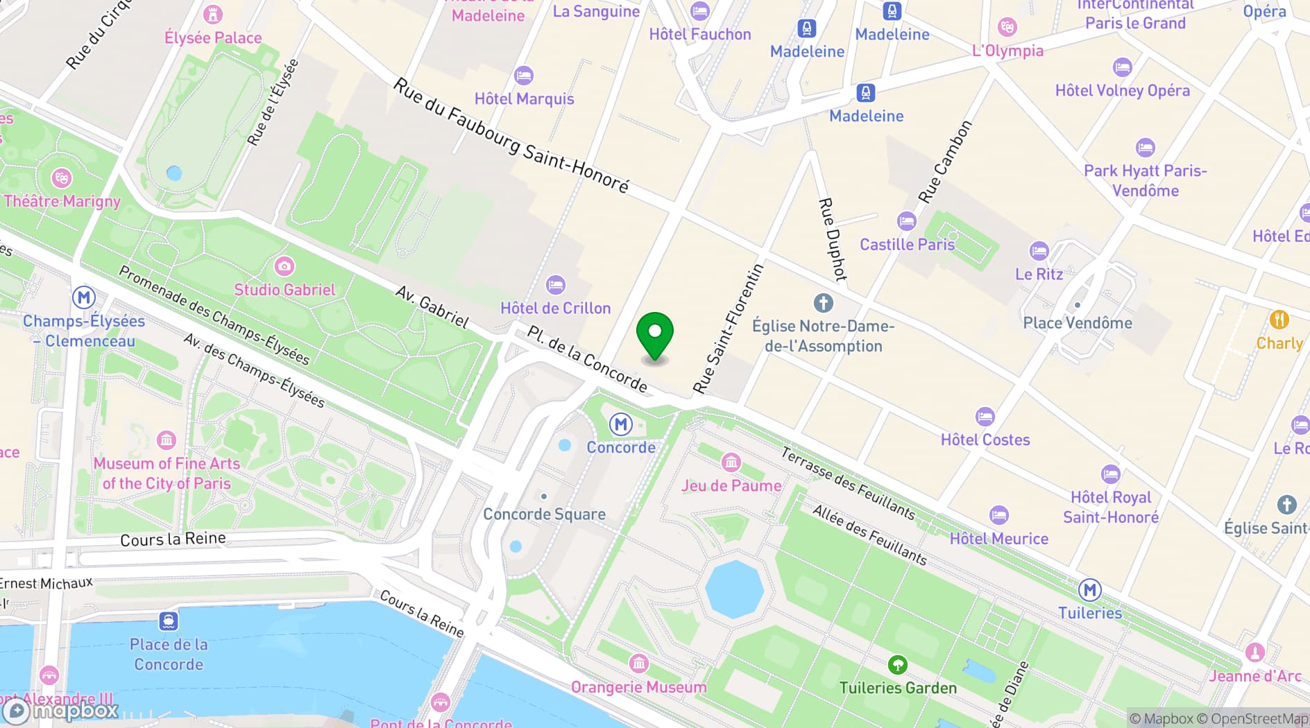 Map showing Hôtel de la Marine
