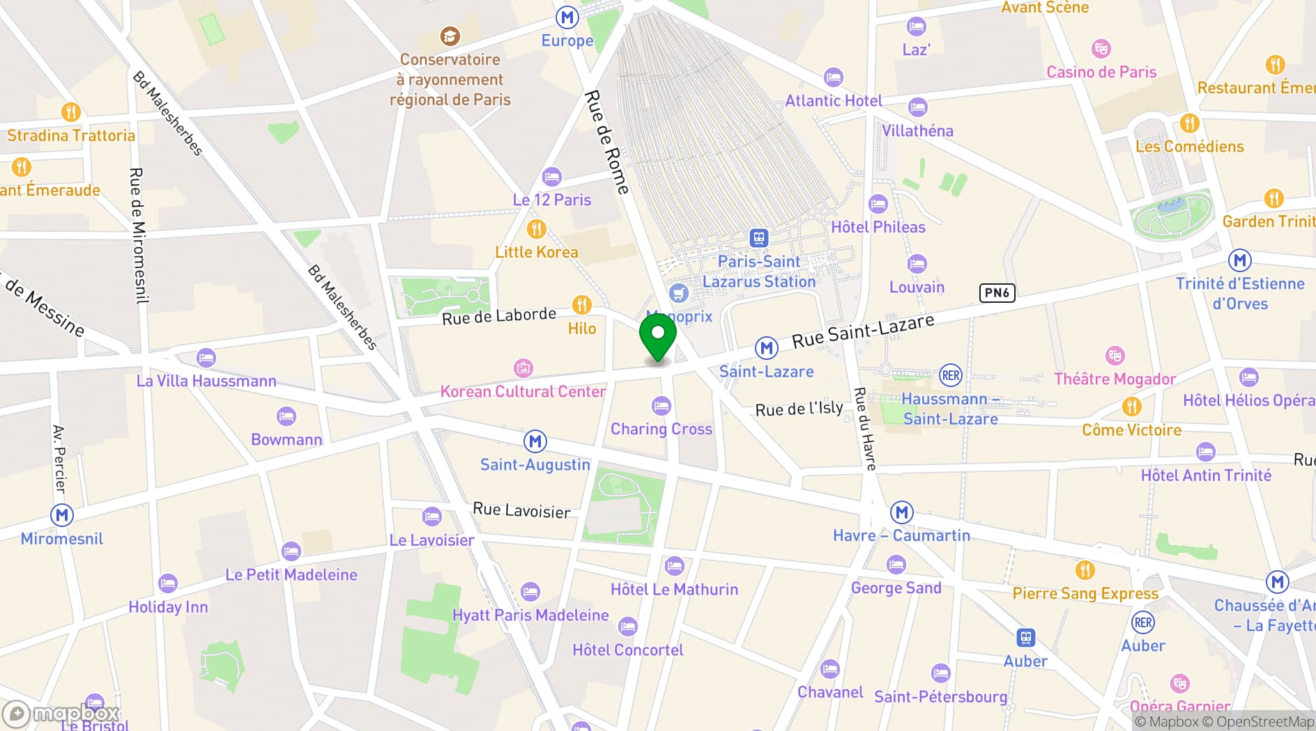 Map showing Théâtre de la Madeleine