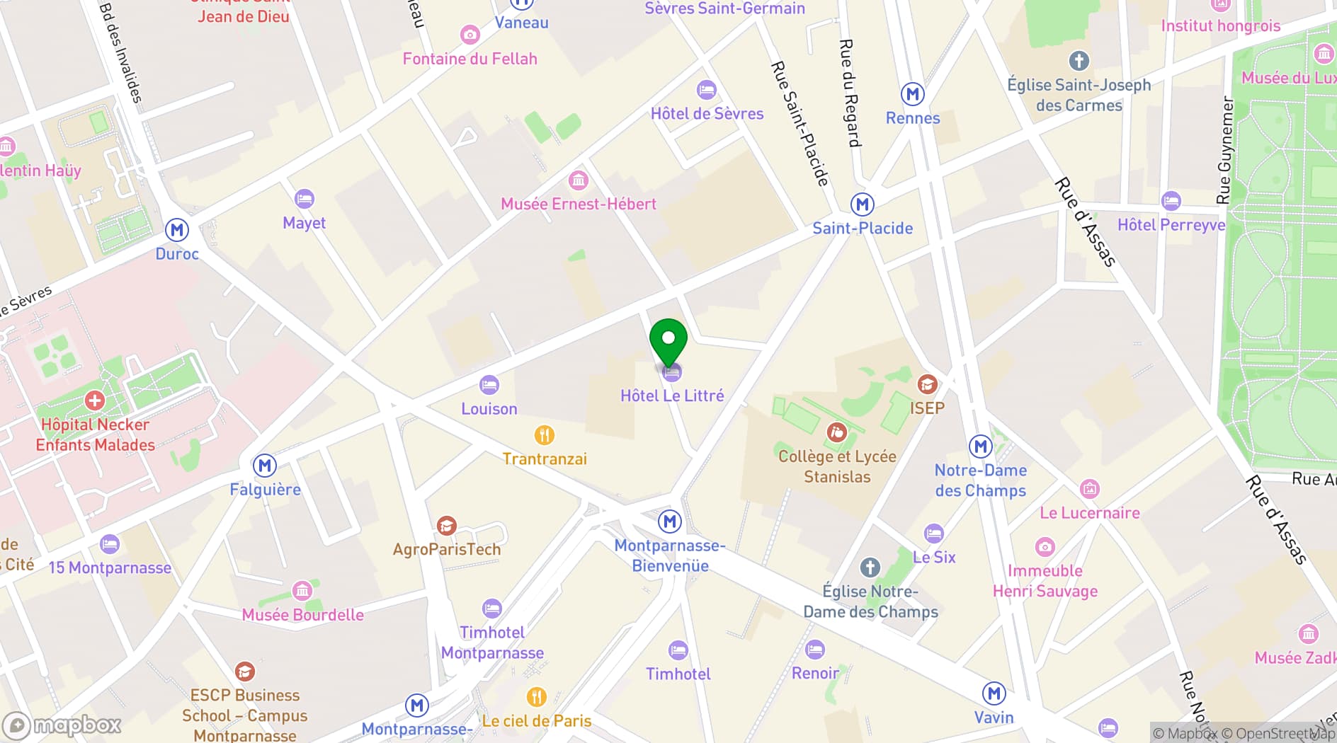 Map showing Hôtel Le Littré