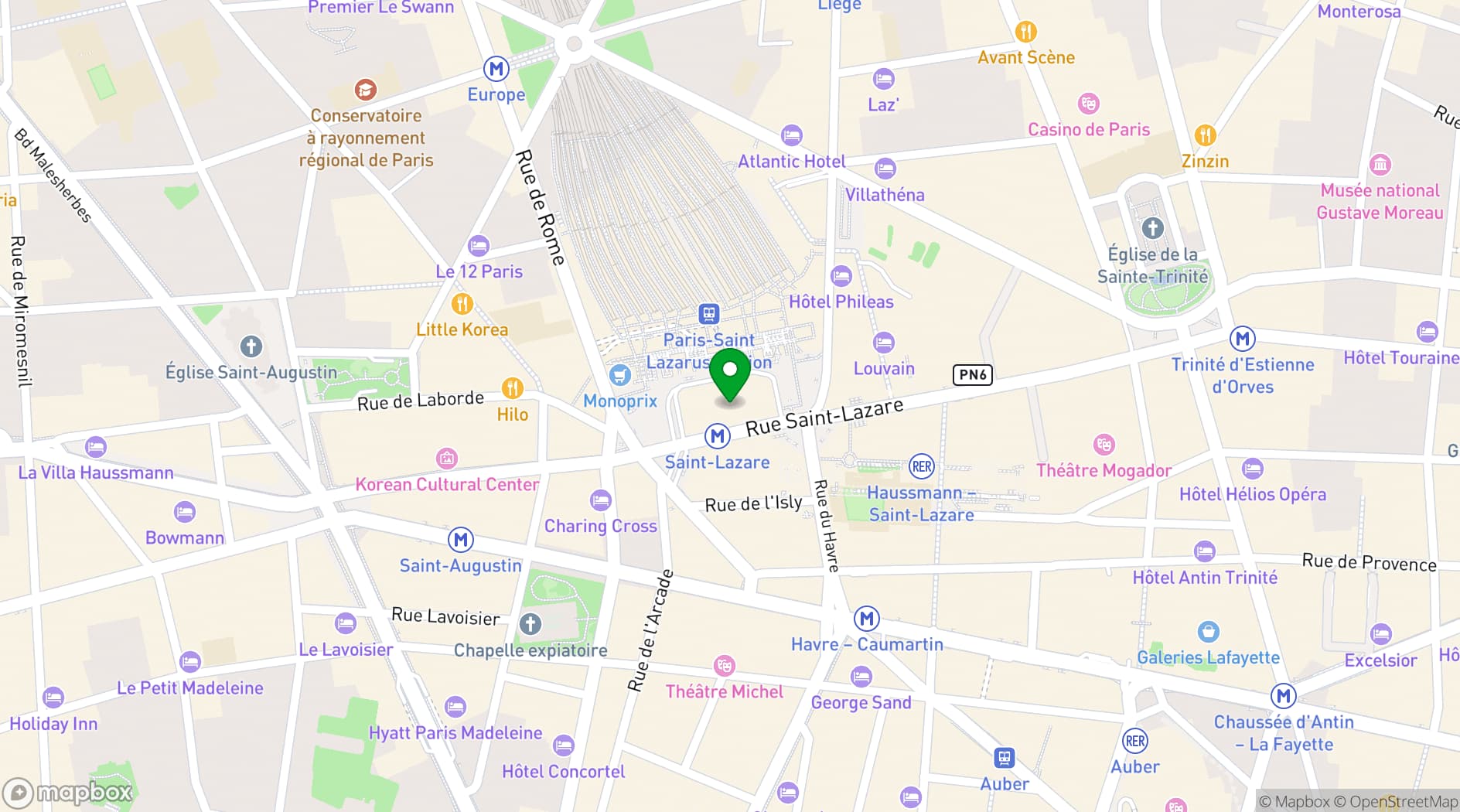 Map showing Hilton Paris Opera