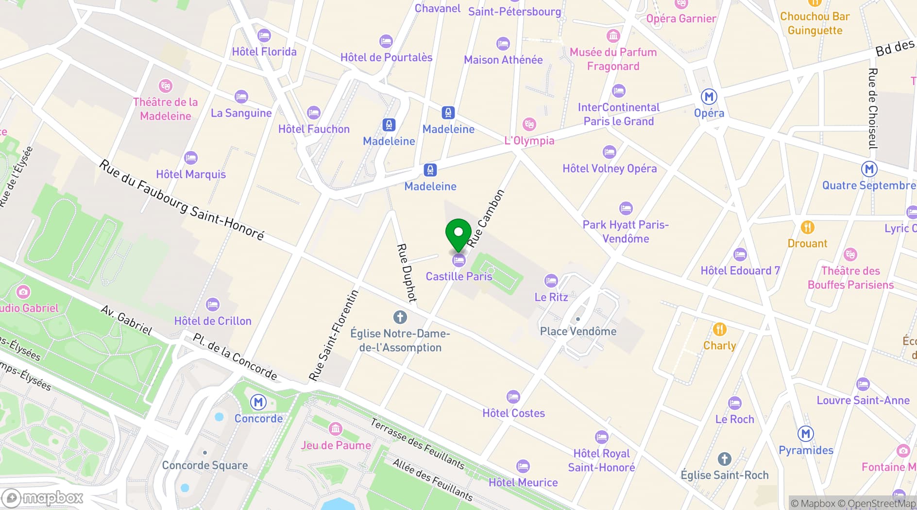 Map showing Hotel Castille Paris