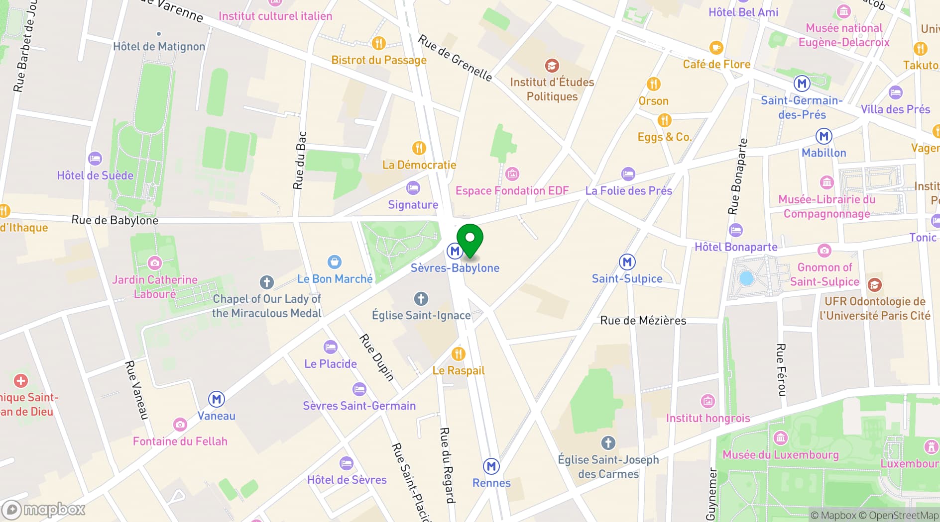 Map showing Mandarin Oriental Lutetia Paris