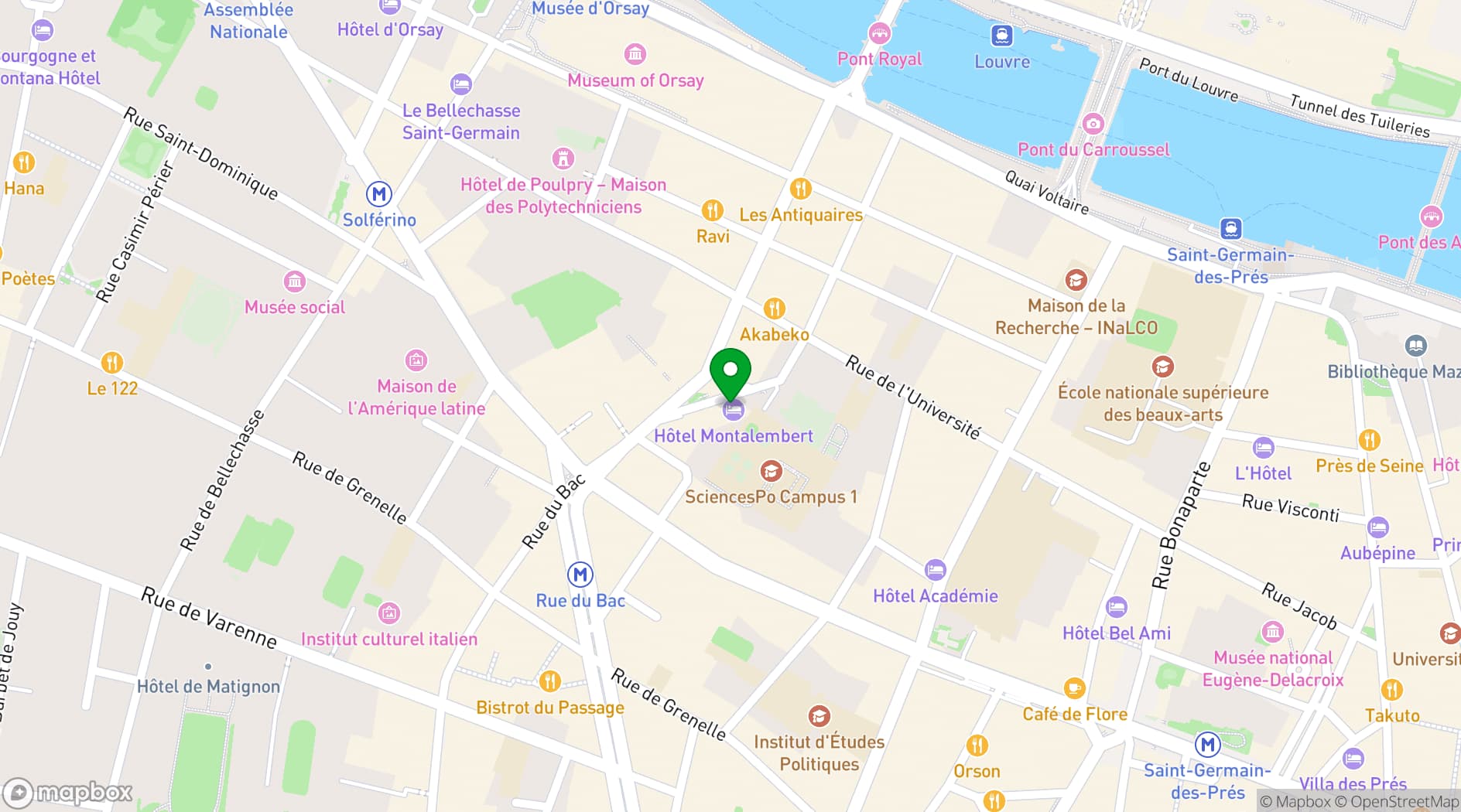 Map showing Hôtel Montalembert