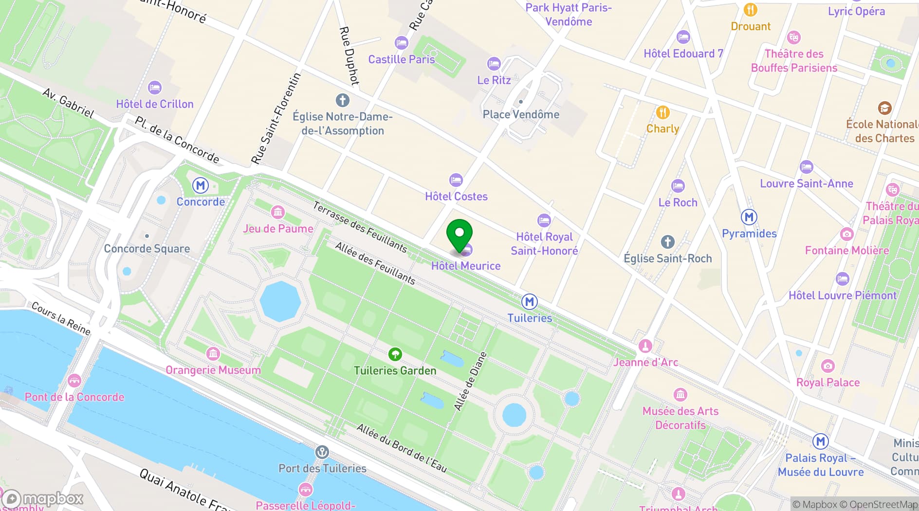 Map showing Le Meurice