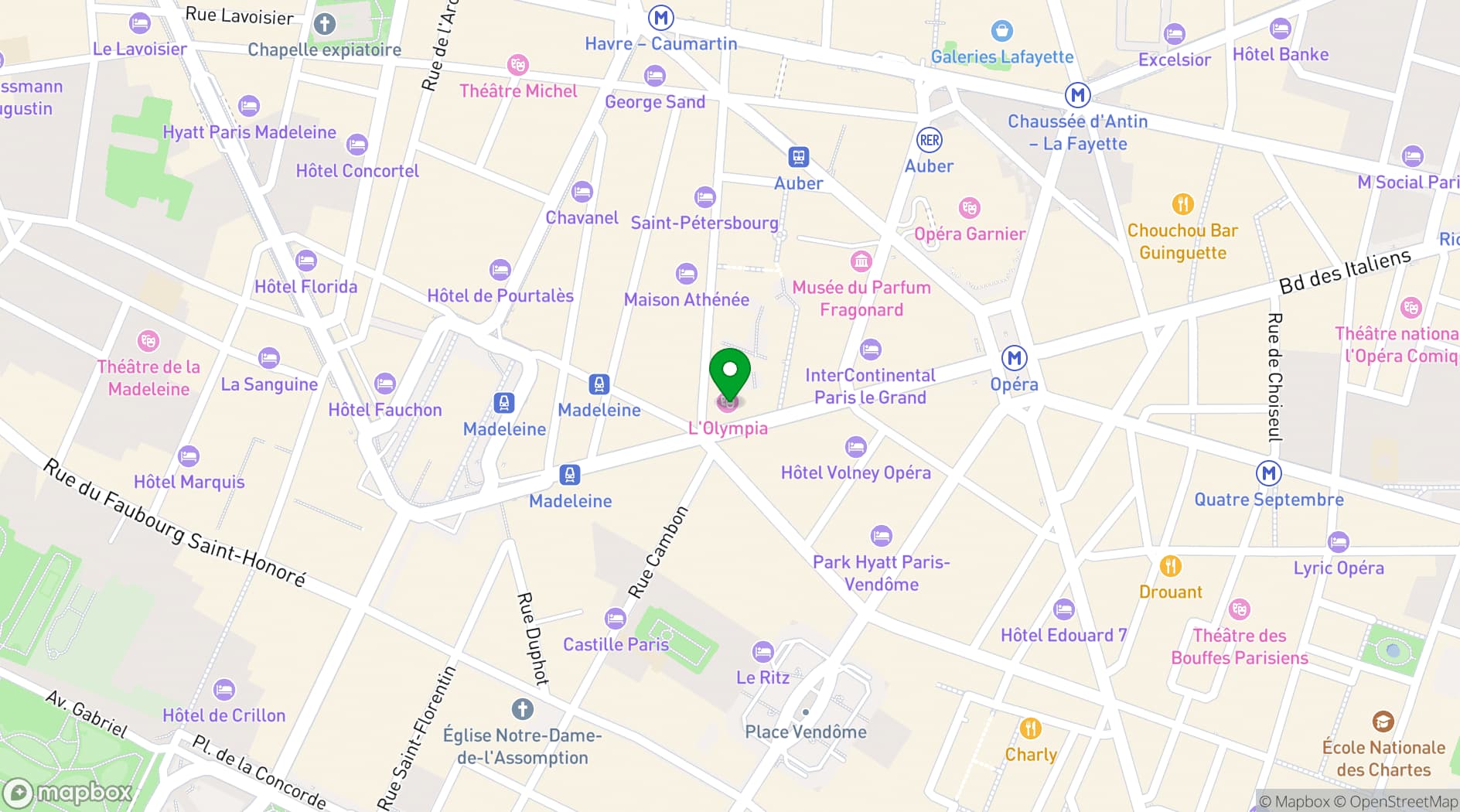Map showing L'Olympia
