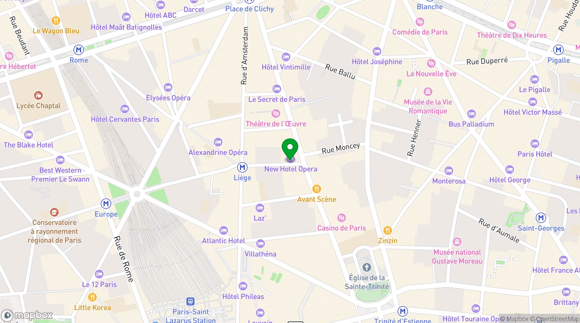 Map showing Hotel Opéra Liège