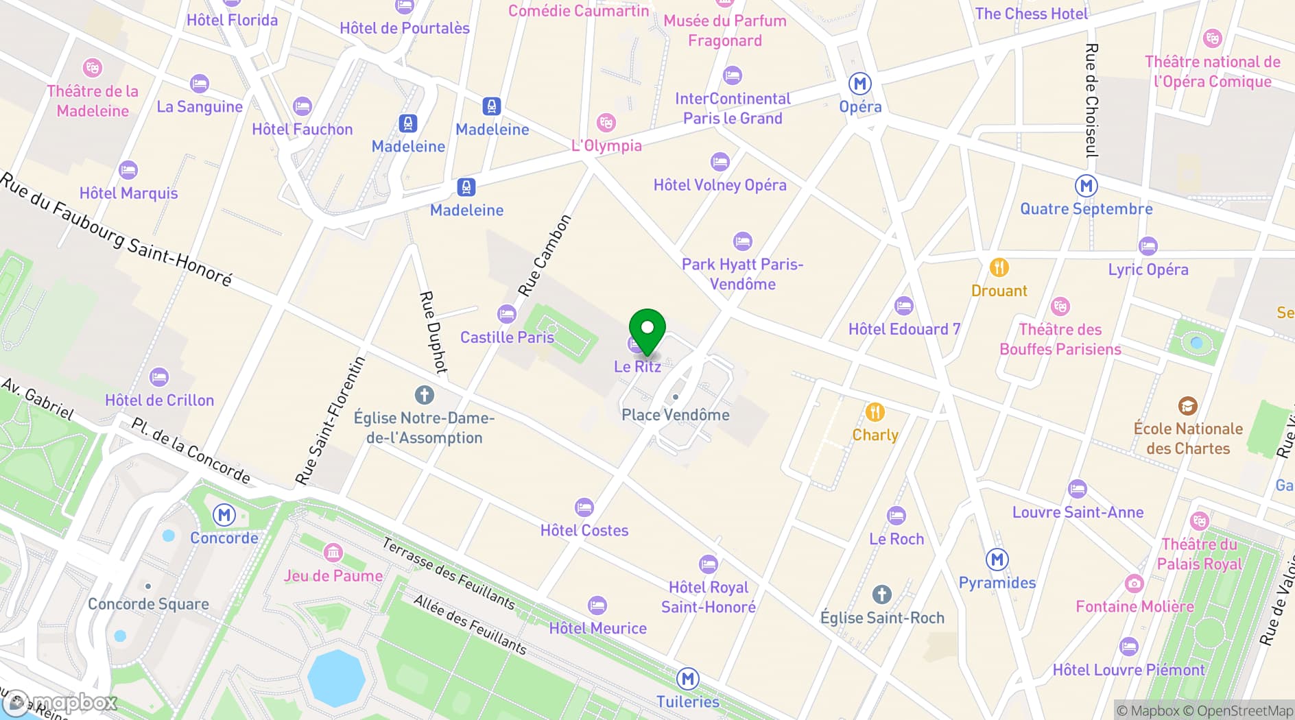 Map showing Ritz Paris