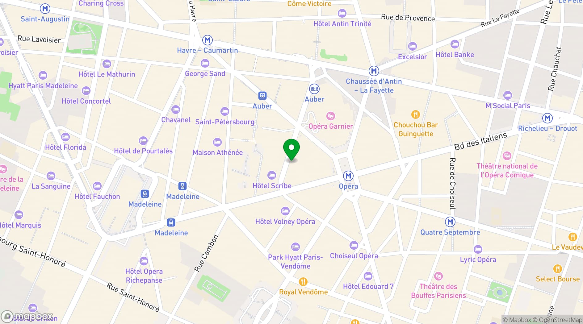 Map showing InterContinental Paris Le Grand