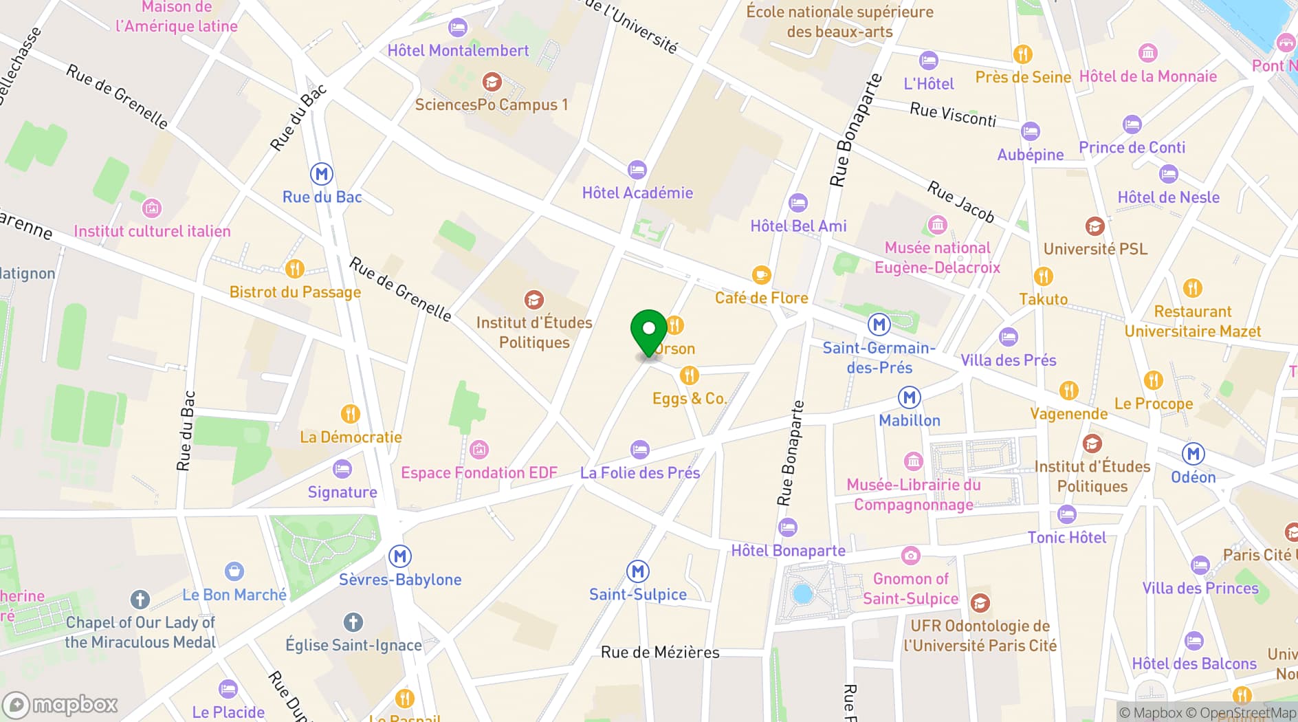 Map showing Bar des Prés