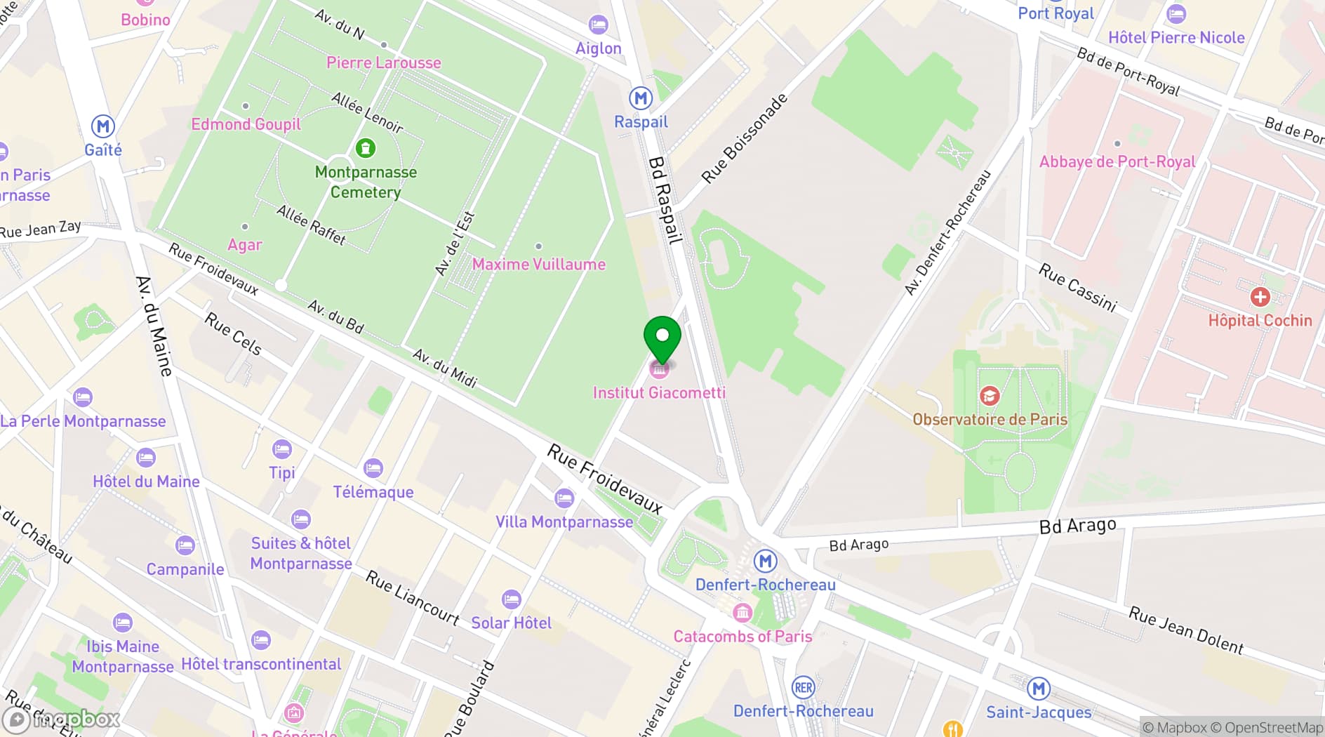 Map showing Institut Giacometti