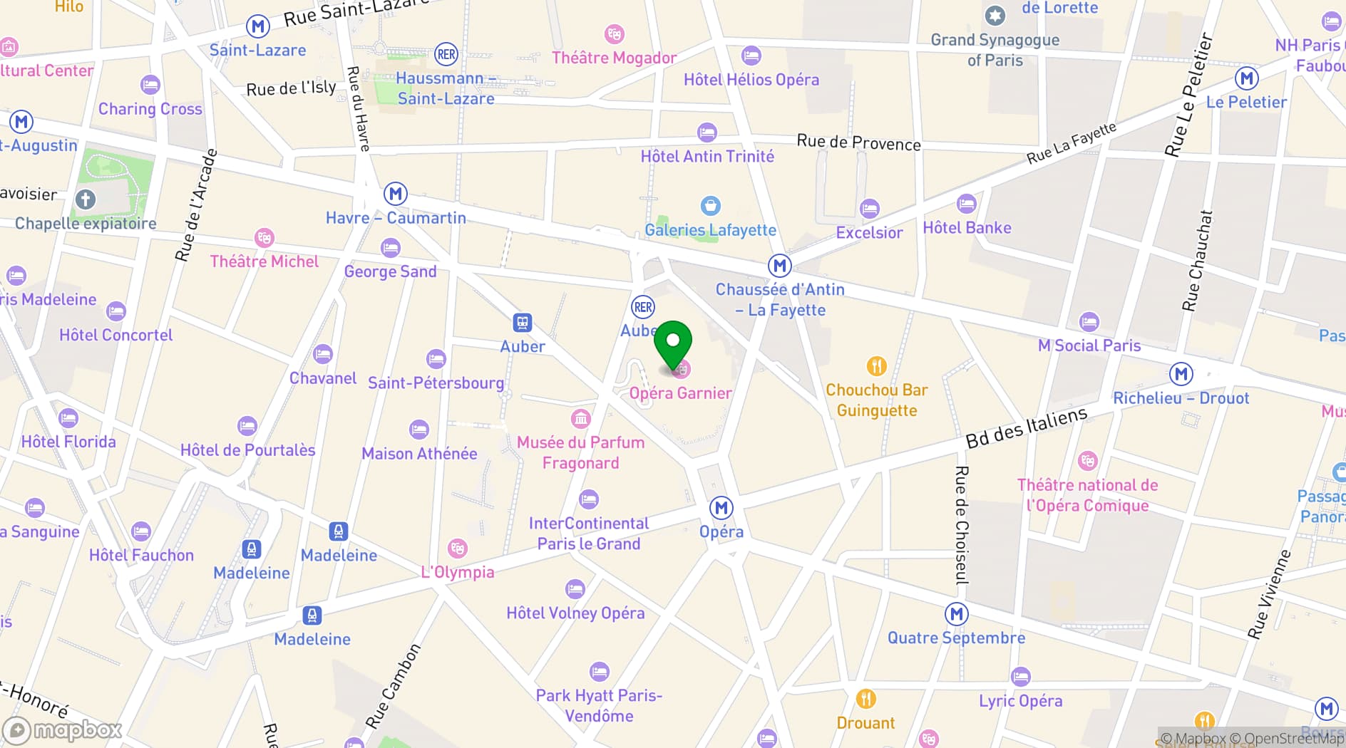 Map showing Opéra national de Paris