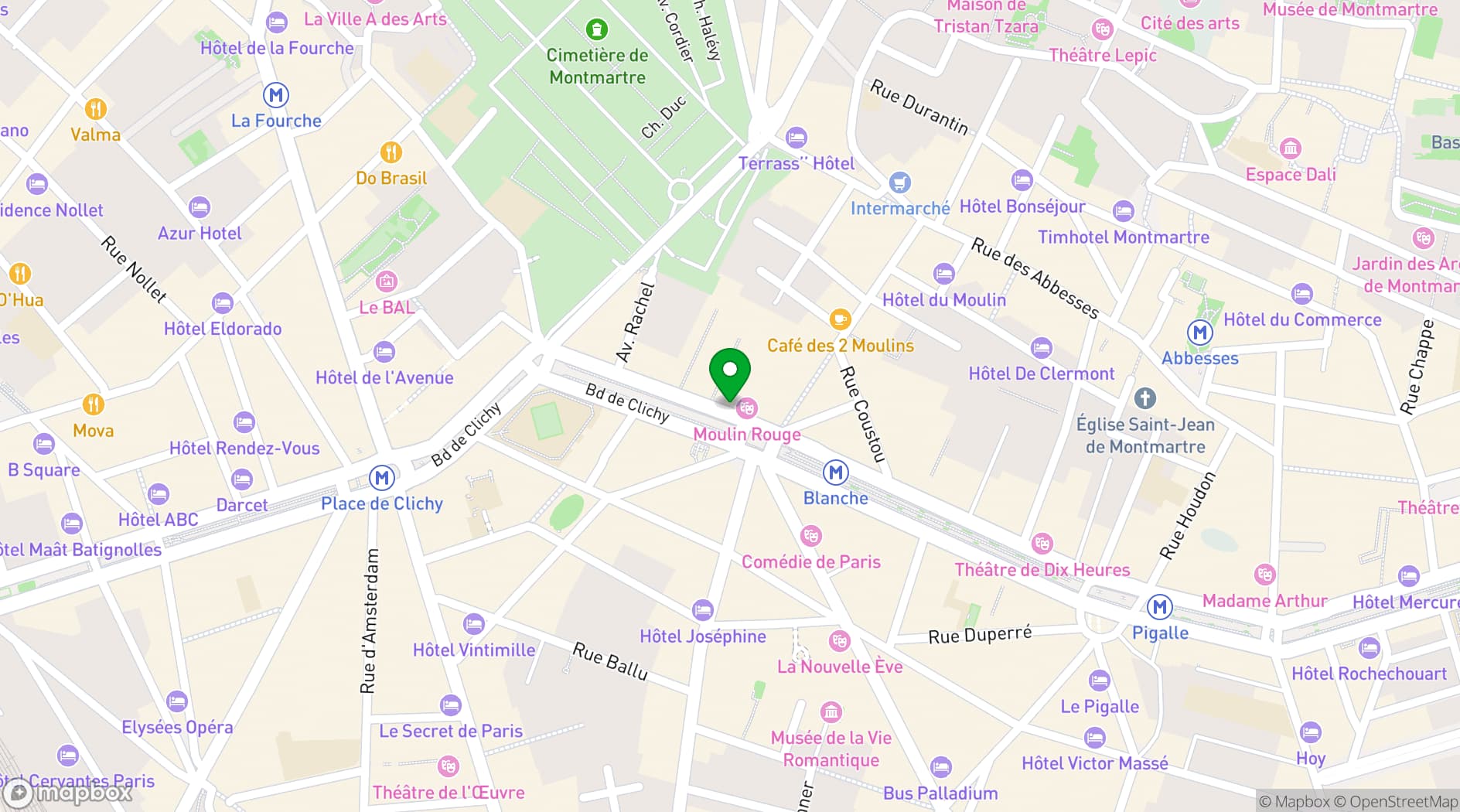 Map showing La Machine du Moulin Rouge