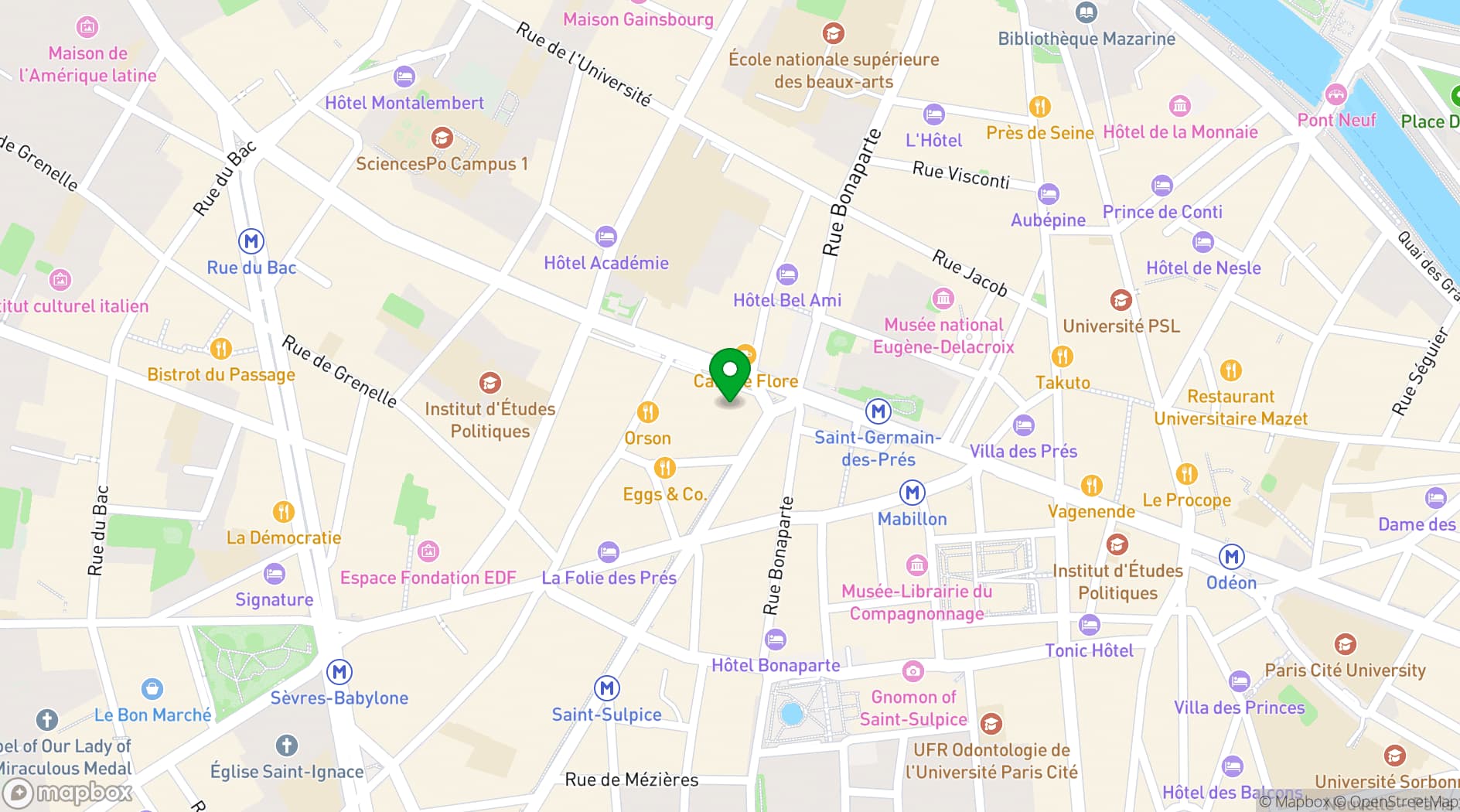 Map showing Brasserie Lipp