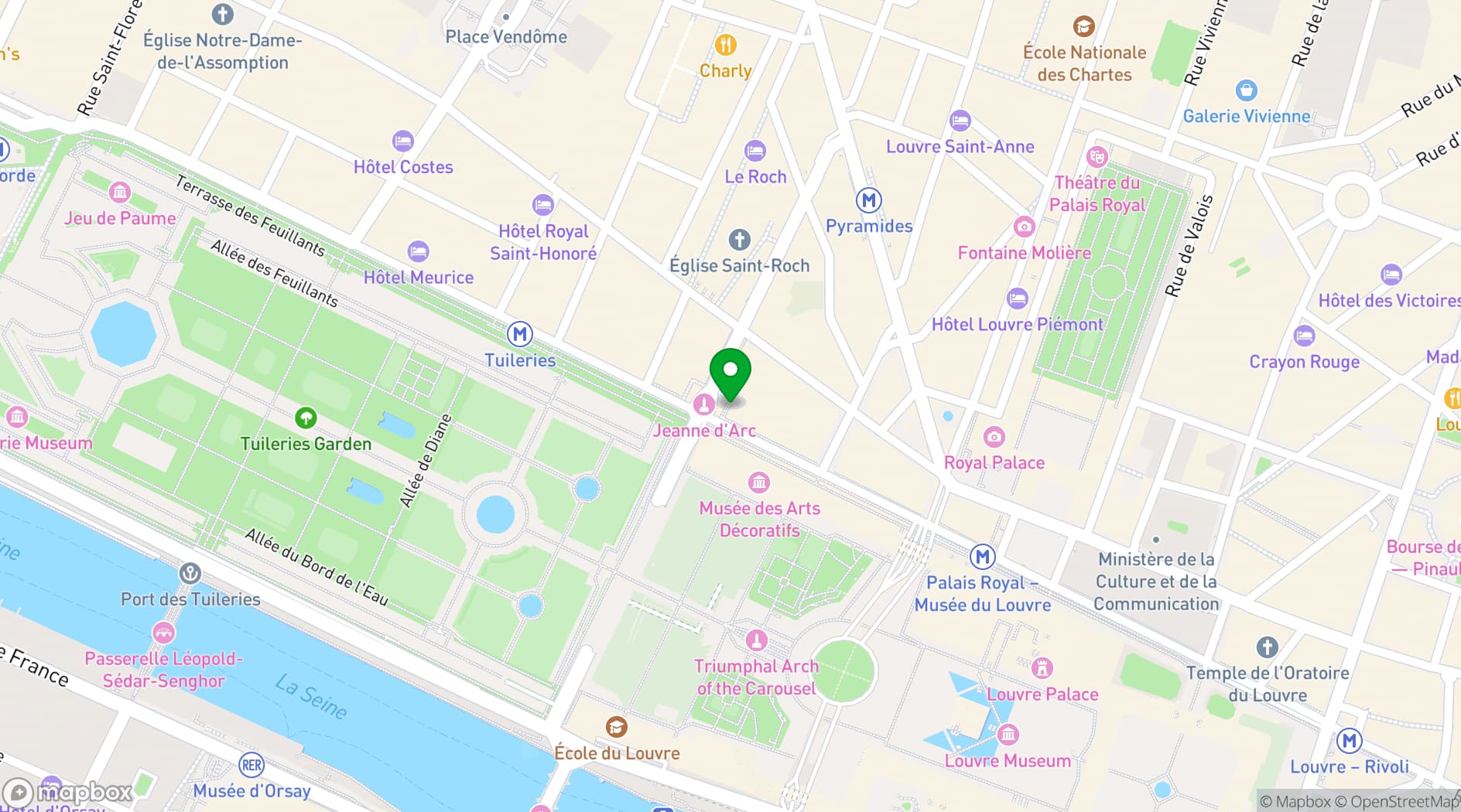 Map showing Hôtel Regina Louvre