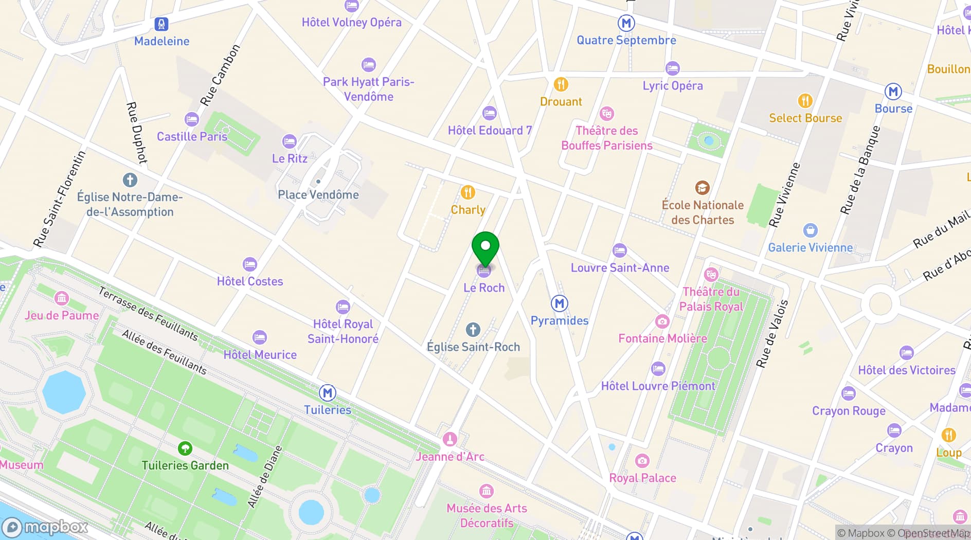 Map showing Le Roch Hotel Bar & Restaurant