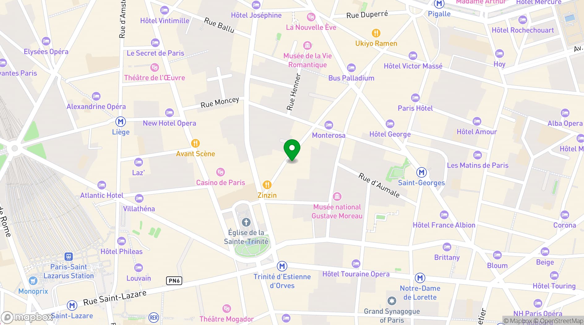 Map showing Le Cabanon Pigalle