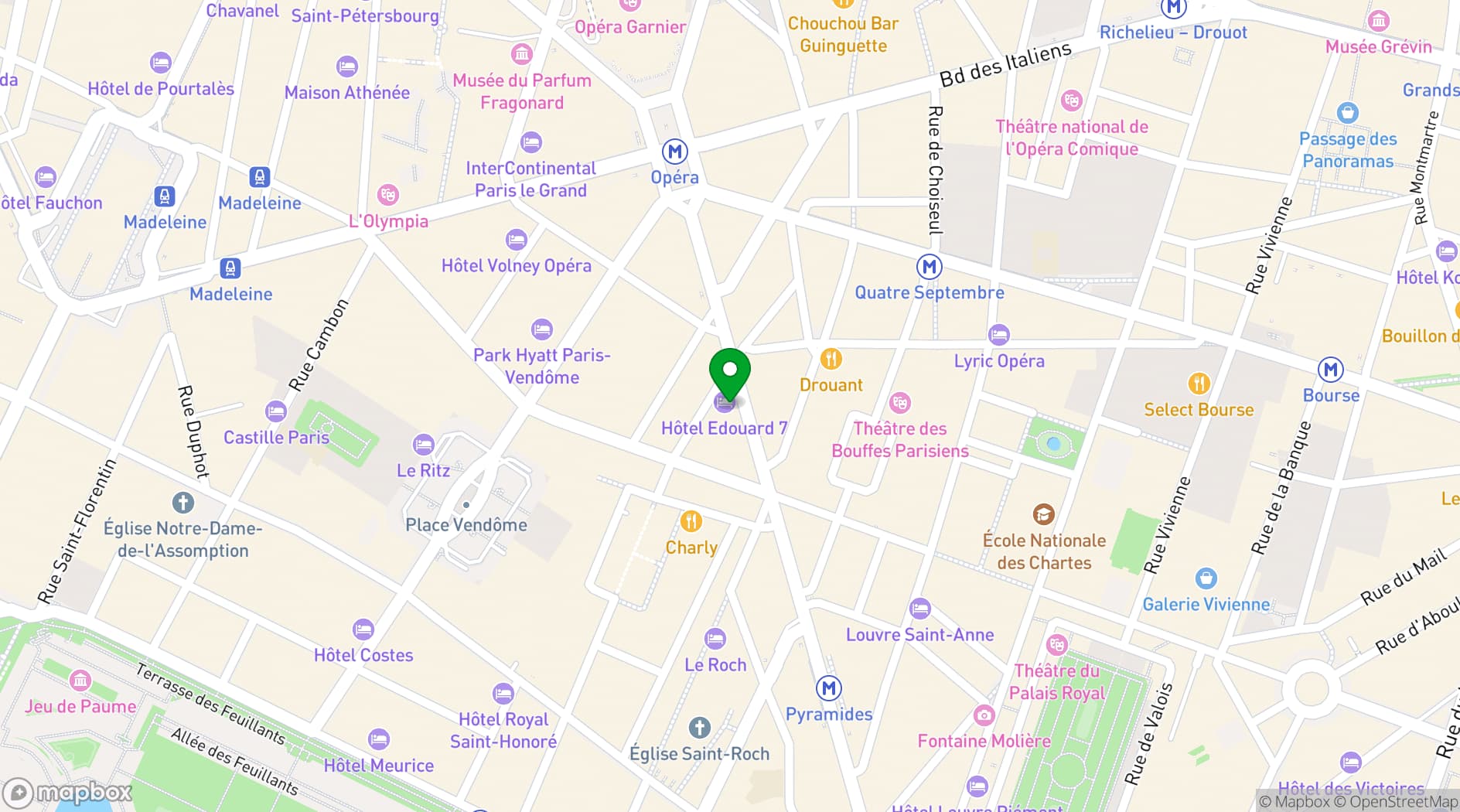 Map showing Hotel Edouard 7