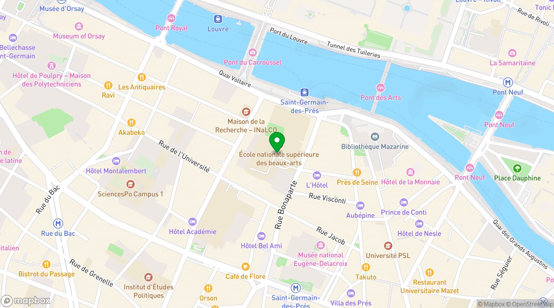 Map showing Beaux-Arts de Paris