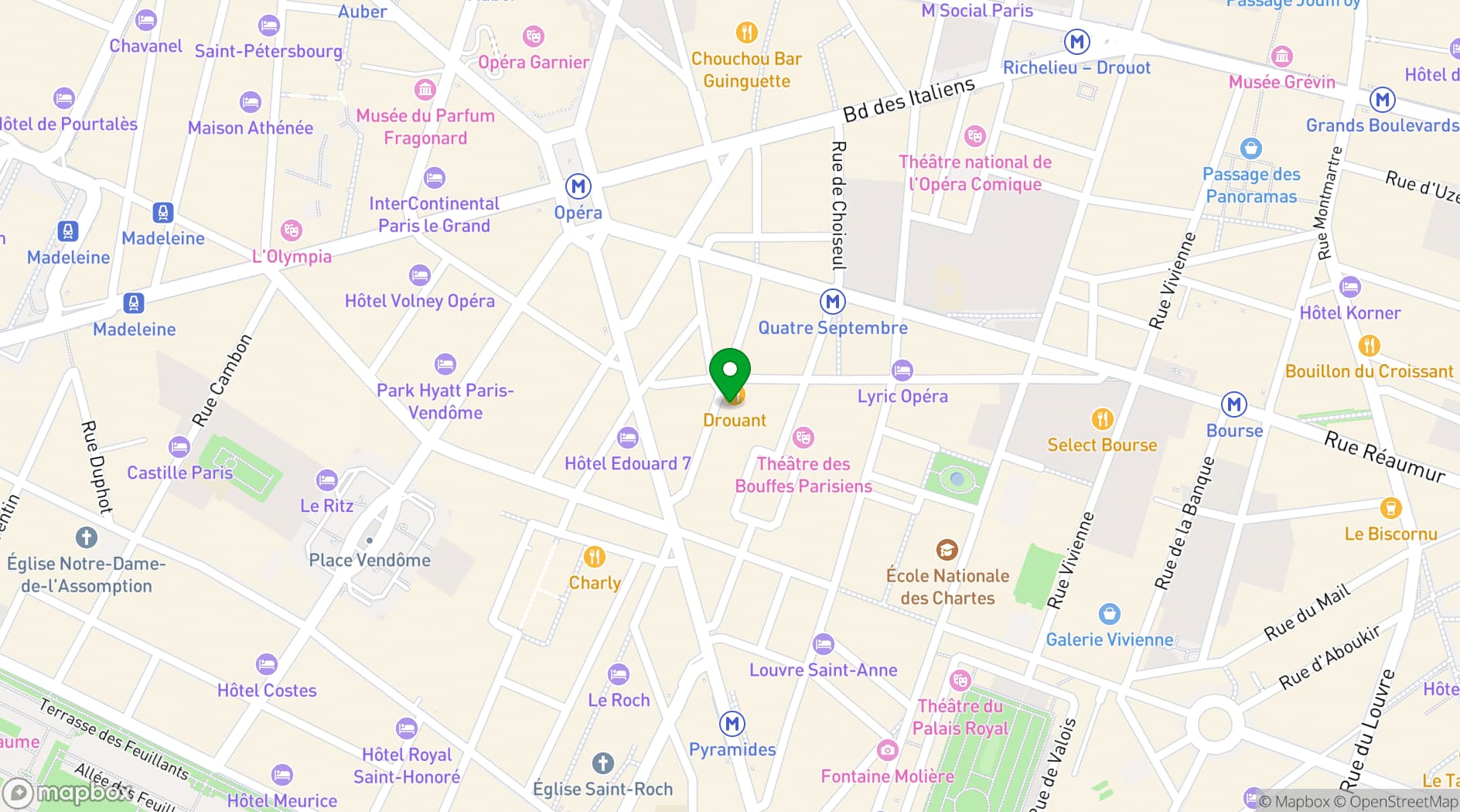 Map showing Drouant Restaurant